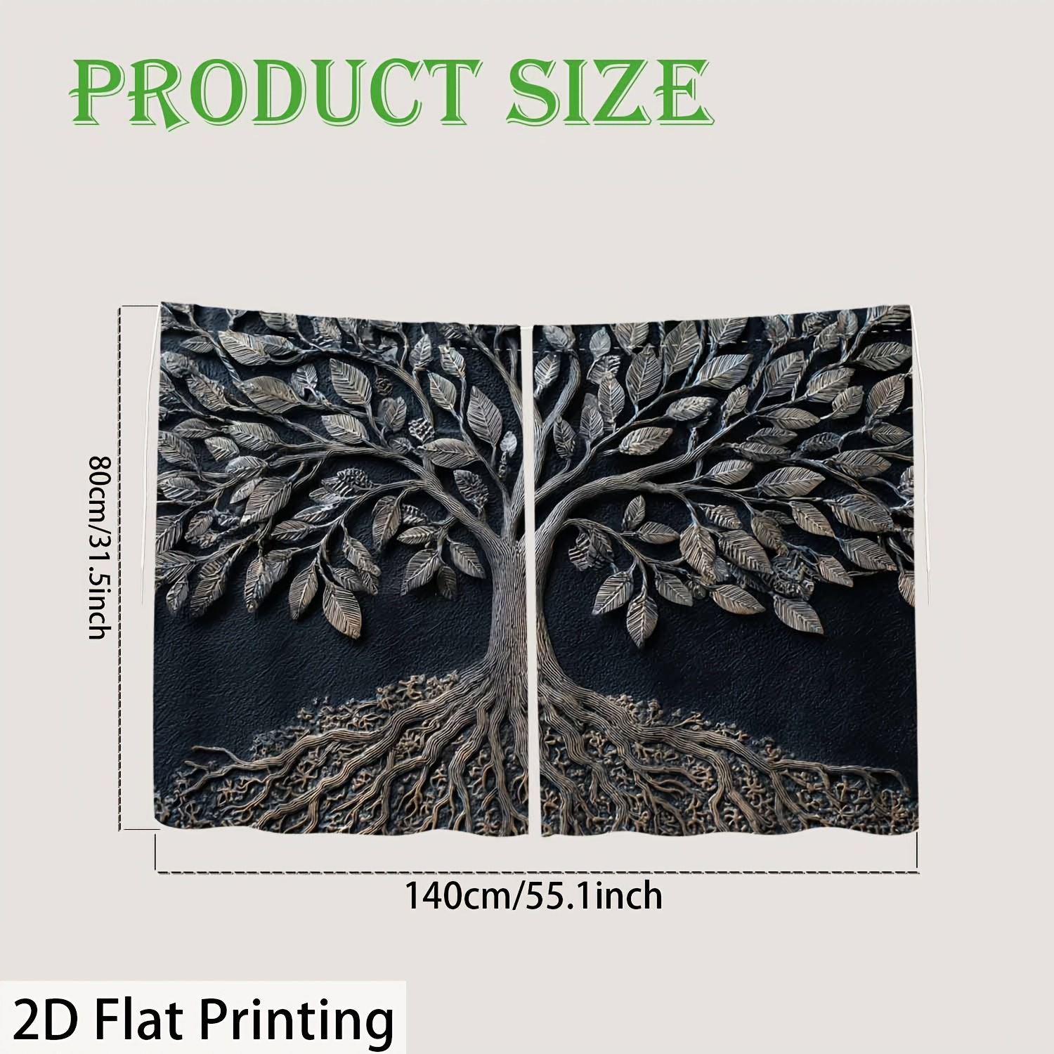 TEMU [Impresión 2D ] 2pcs [QD_VIVIOS] Árbol de Hojas Doradas Innovadora Cortina de Privacidad para Partición de Auto Ideal para Protección Solar en
