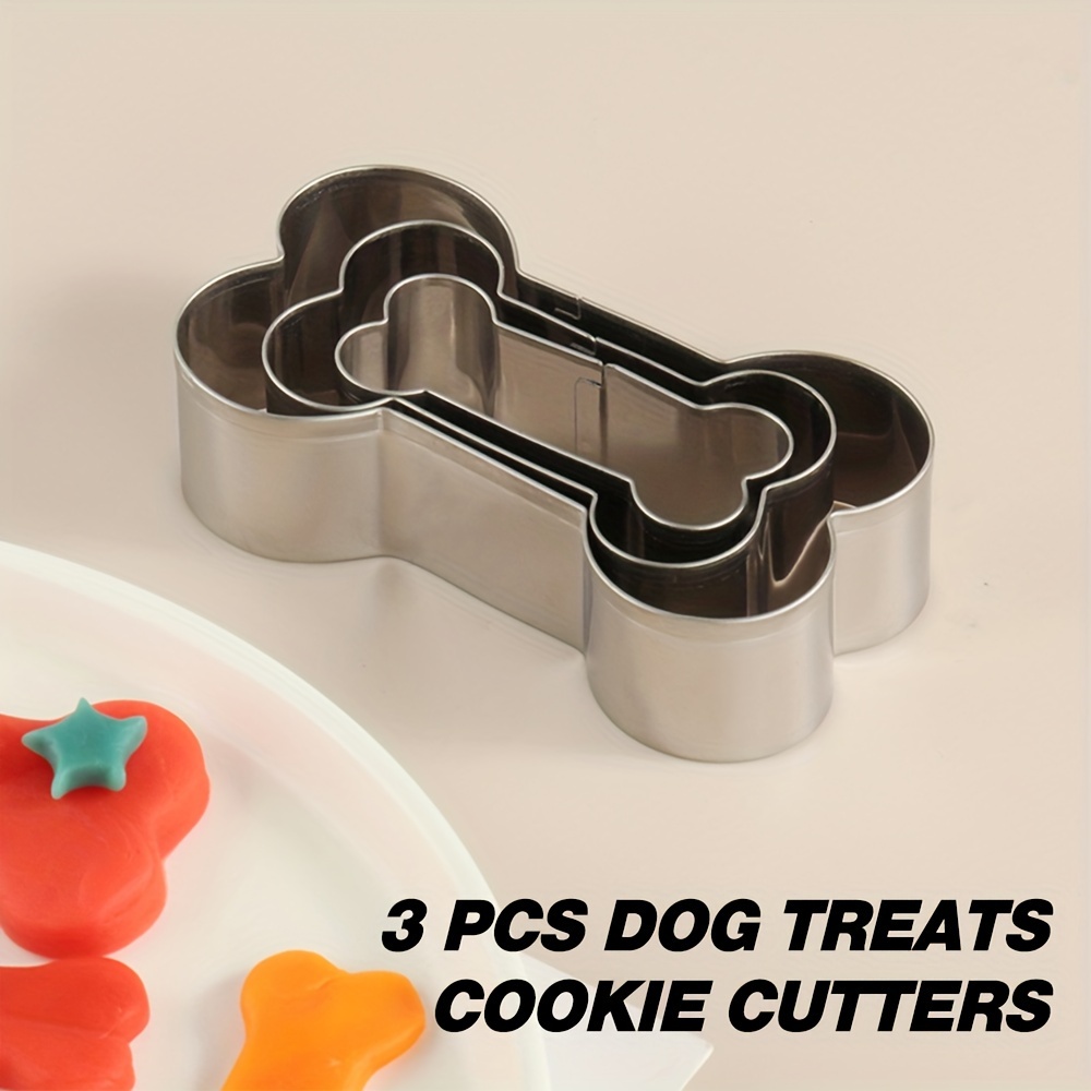 

3 Pcs Dog Bone Cookie Cutters Dog Treats Cookie Cutters Biscuit Dog Treat Cookie Cutter Set For Homemade, Stainless Steel Pastry Cutters, Biscuit Molds, Baking Tools, Kitchen Accessories