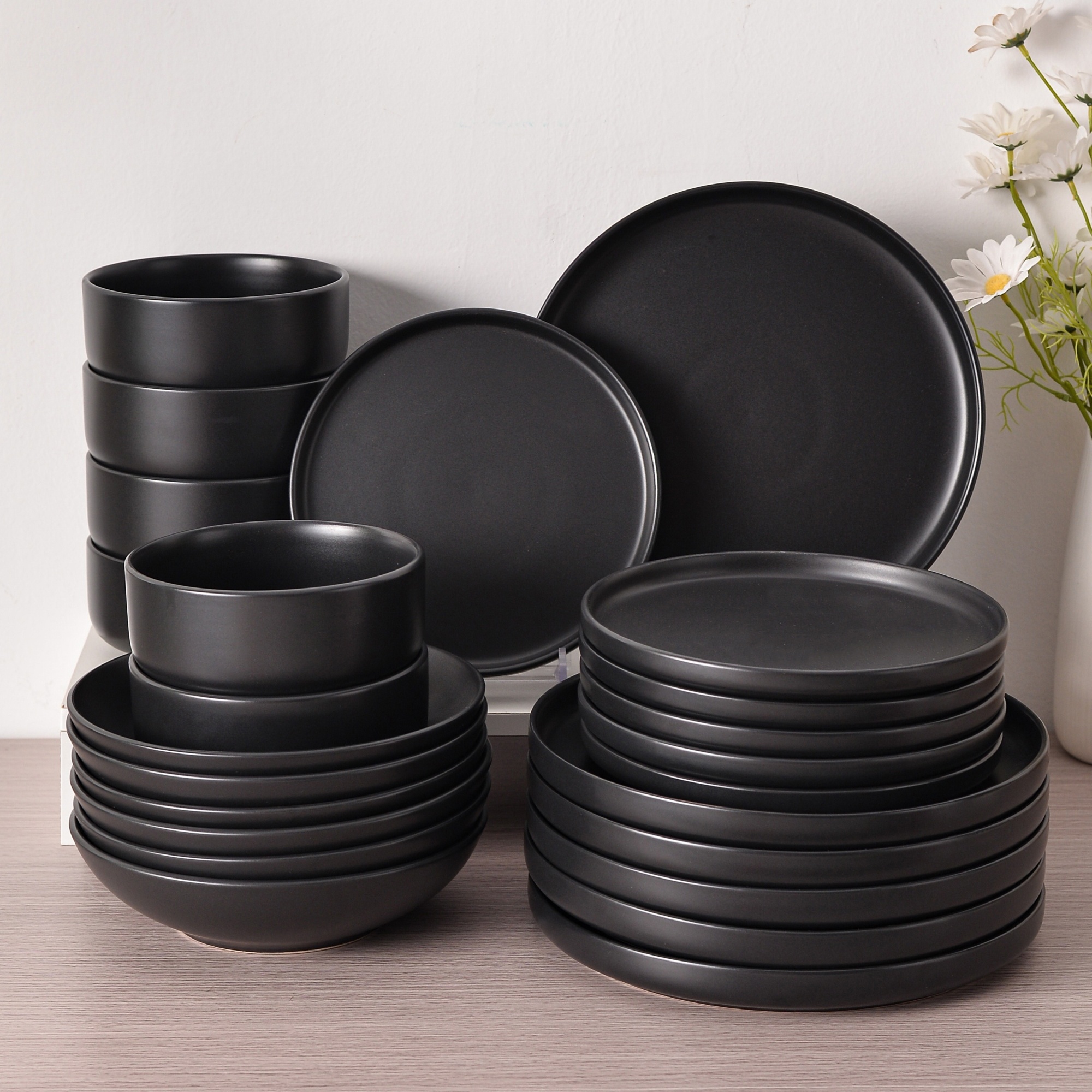 TEMU 24pcs Dinner Sets, Plates And Bowls Sets, 24pcs Dinnerware Set Round Dinner Set For 6, Scratch Resistant Dishes Set, Dishwasher And Oven