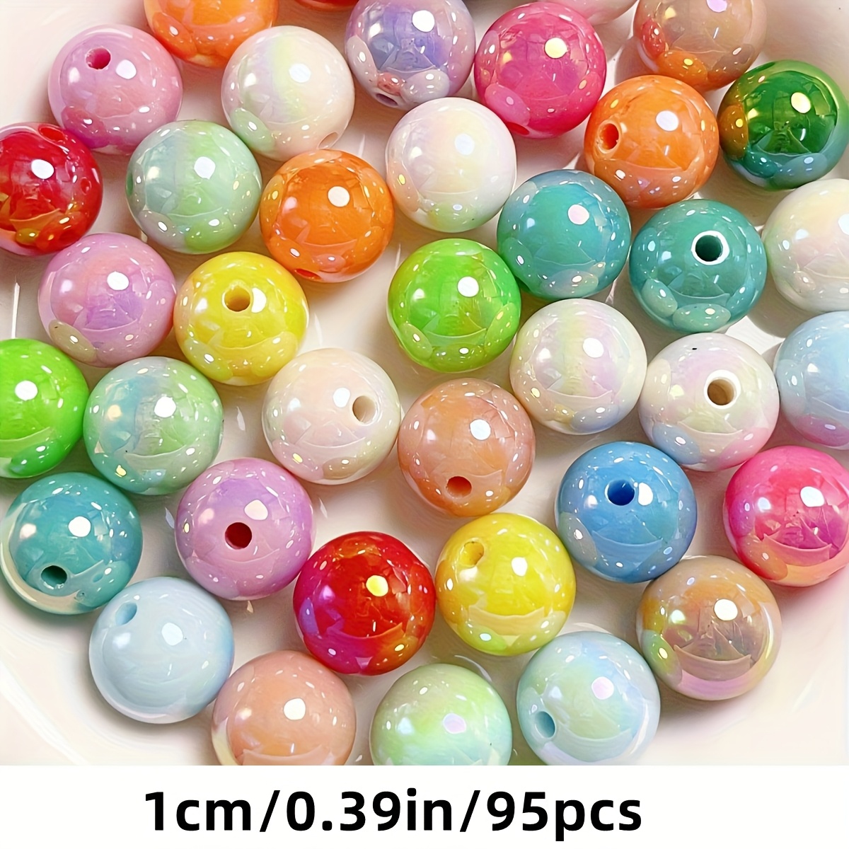 E-shop 480/190/95 Stück (685-695 Perlen) QYWCTZ AB Zweifarbige Acrylperlen - 6mm/8mm/10mm Mehrfarbig Glänzend - Perlen für DIY Schmuckherstellung,