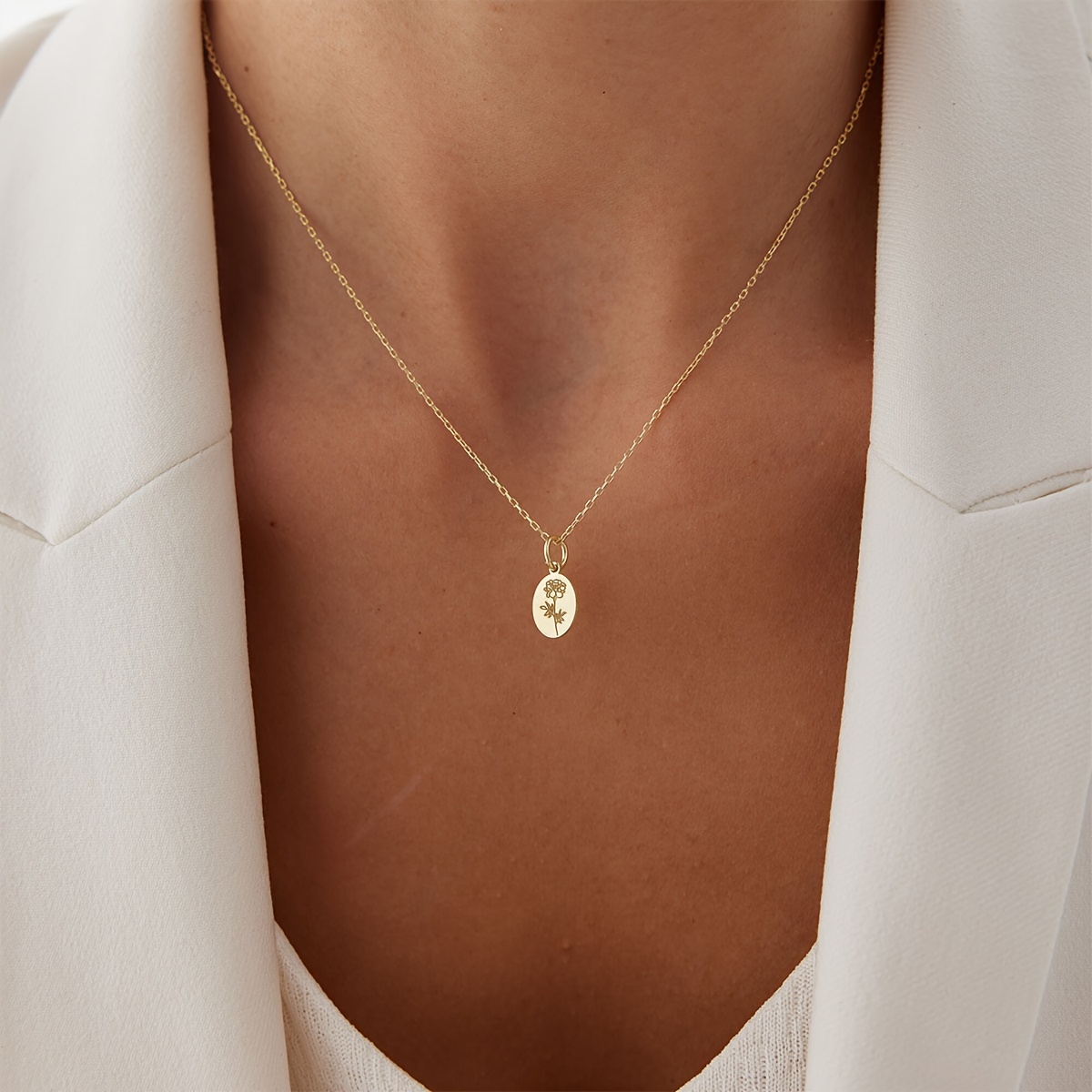 Women's Personalized 18K Gold-Plated Stainless Steel Pendant Necklace