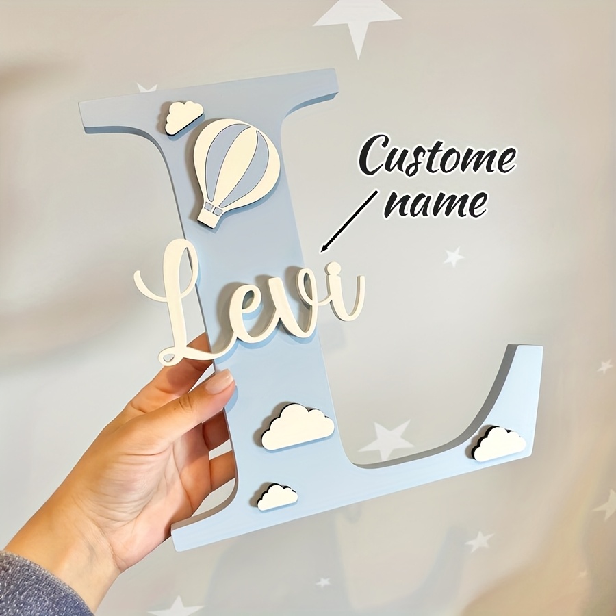 1 bucată Placă Personalizată din Lemn cu Nume - Litera Inițială sau Numele la Alegere, Decor pentru Cameră de Copii și Living – Cadou Perfecteziune: Zile de Naștere/Nuntă și Housewarming Art Handmade Natural în Design Vesel