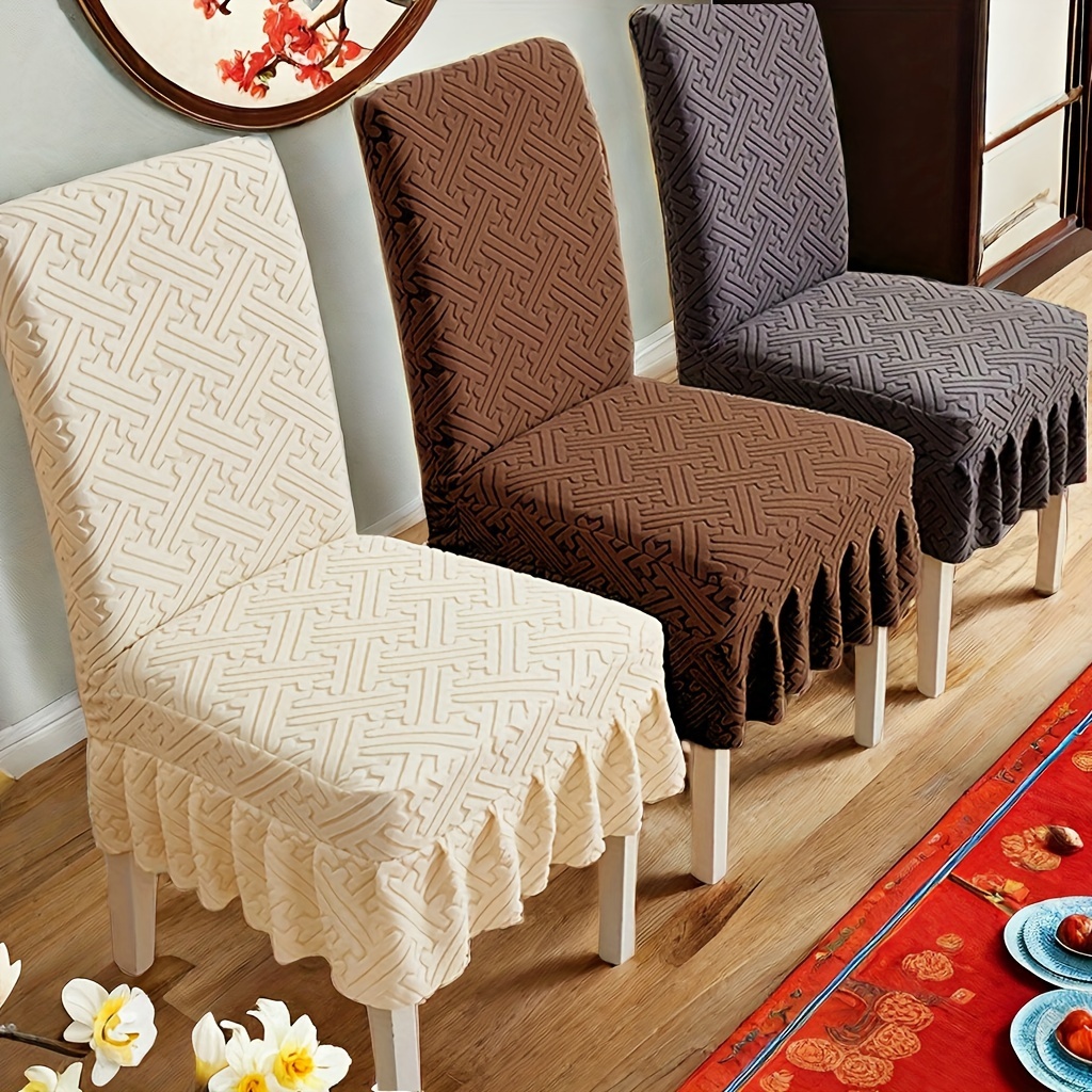 Cubierta para silla de doble capa elástica de tela para cocina/boda, fundas  para sillas elásticas de licr…