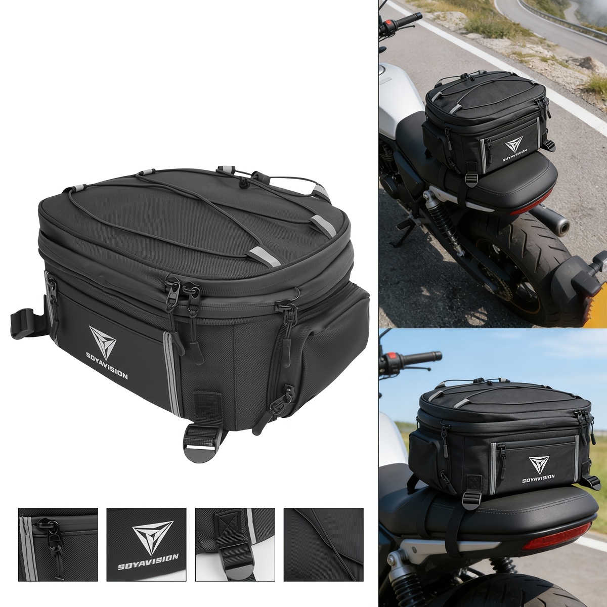 Motoristična torba za zadnji del motorja, črna, razširljiva, potovalna torba za motoriste, prtljaga za zadnji sedež za BMW R1300GS R1300