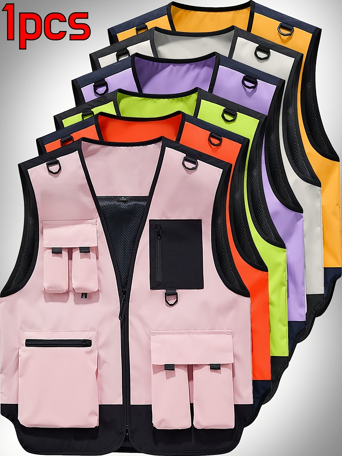 rookie multi functional work vest   in multiple colors featuring multiple pockets and a v neck sleeveless jacket design suitable for outdoor activities cycling duty hiking nightclubs and fishing
