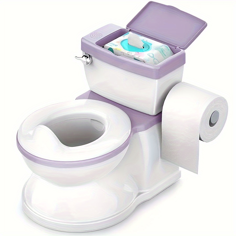 TEMU Diaper Seat With Wipe Storage, Transition Seat And Disposable Liner - Realistic Toilet - Easy To Clean And Assemble (purple)