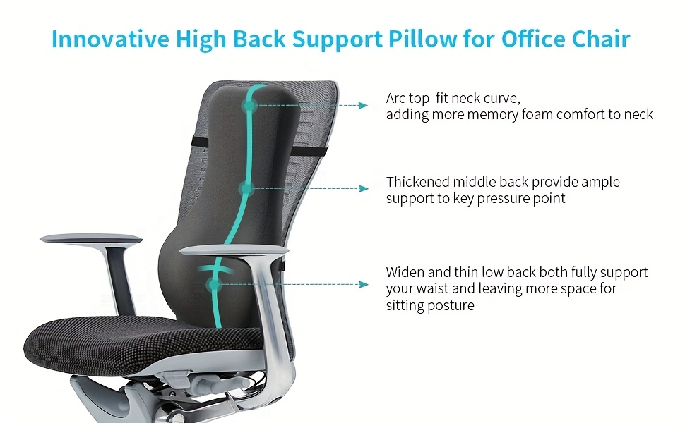 high back support pillow for office chair fully support the entire back relieve     waist support pillow for office chair computer recliner Product details 0