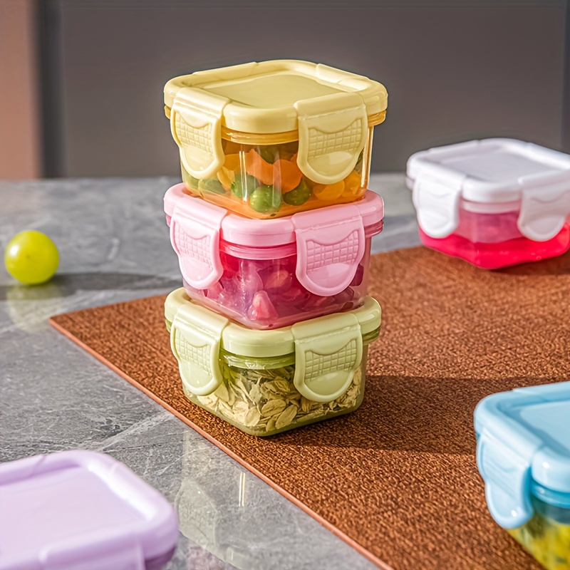 

4 Colors Mixed And : Square Reusable Food Containers With - Hand Washable, Plastic, Rectangular, Manual, No Power Required - Snacks, Supplements, And Kitchen Storage