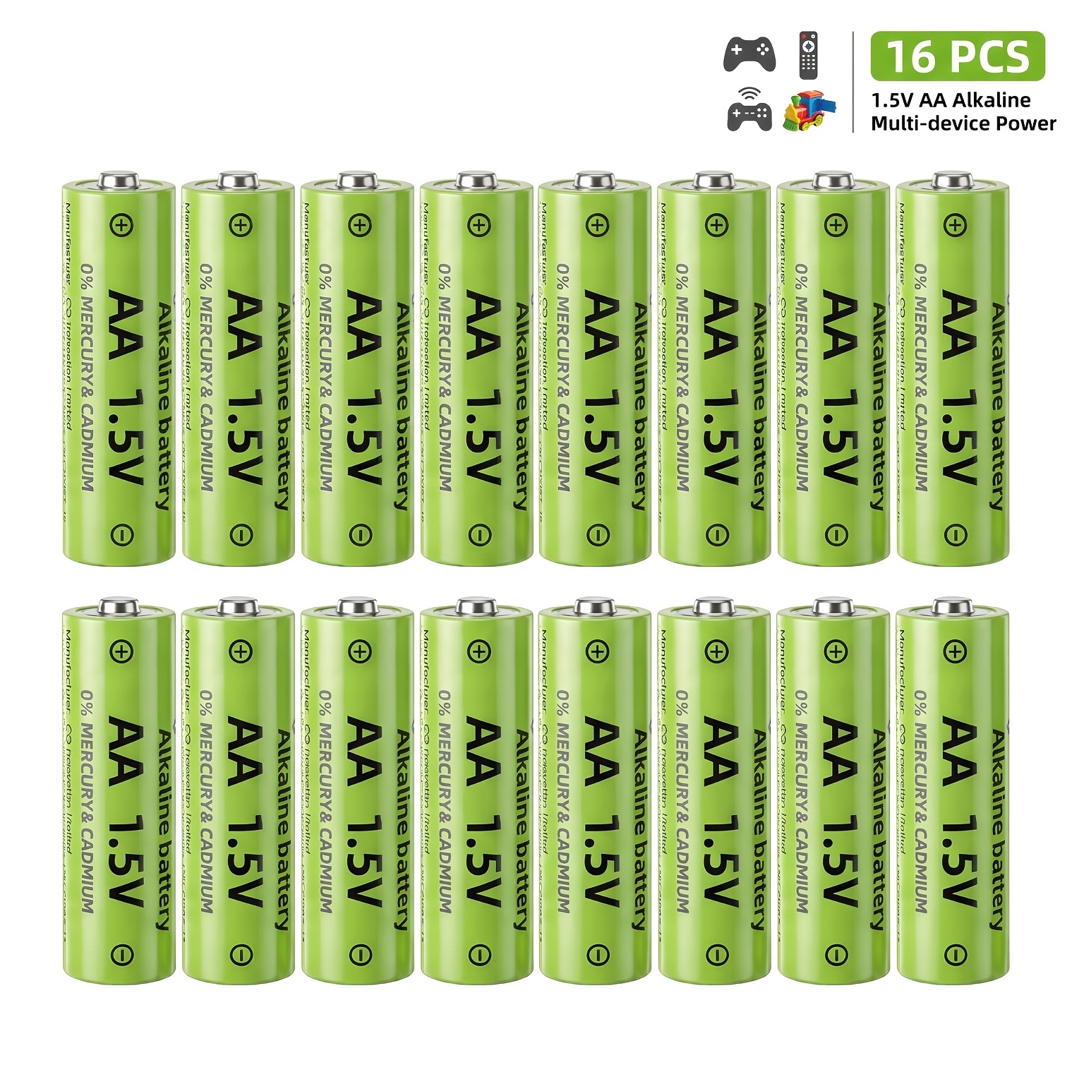 16pcs High Capacity 1.5v Aa Alkaline Rechargeable Batteries, Low Self Long Lasting Reusable Battery For Remote Control Toy Mouse Clock Household Devices