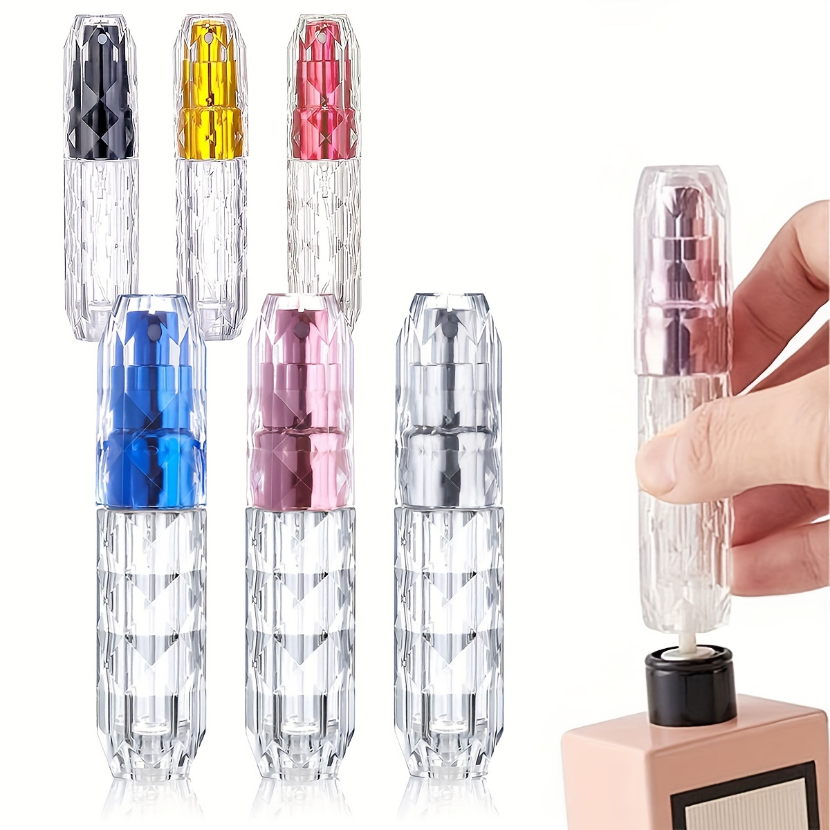 

3pcs 5ml Portable Refillable Perfume Atomizer, Bottom-filled Travel Spray Bottle Set, Transparent, Durable, Vacuum Pump Dispensers