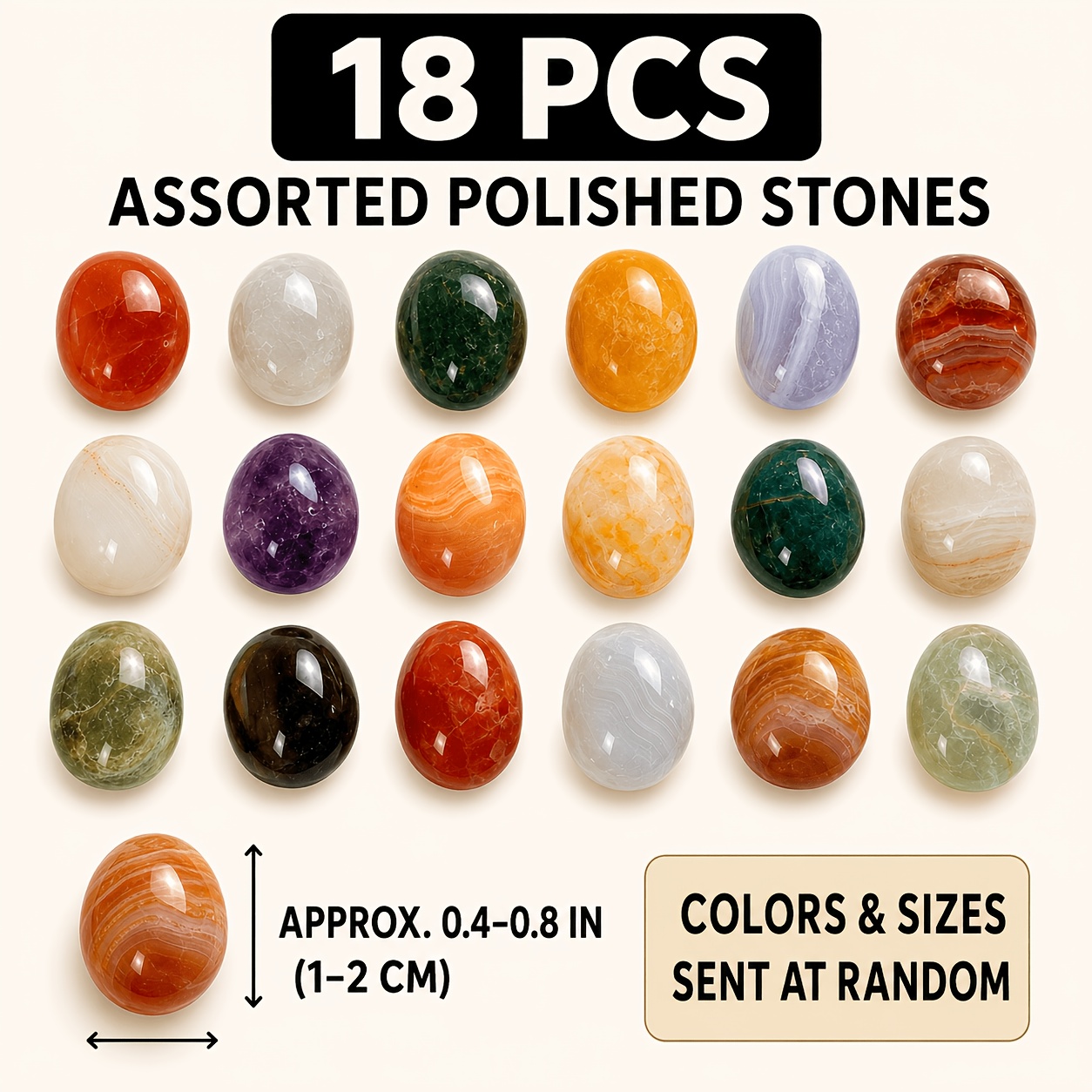 TEMU Mixed Colored Polished Decorative Stones, Irregular Rounded Crushed Stones, Suitable For Fish Tank Substrate, Flower Pot Mulch, Transparent Vase