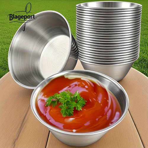 4 pack small sauce cups stainless steel sauce cups appetizer plate commercial grade individual round condiment cups 1 5oz 2 5oz 3oz 4oz 6 sizes portion dipping set