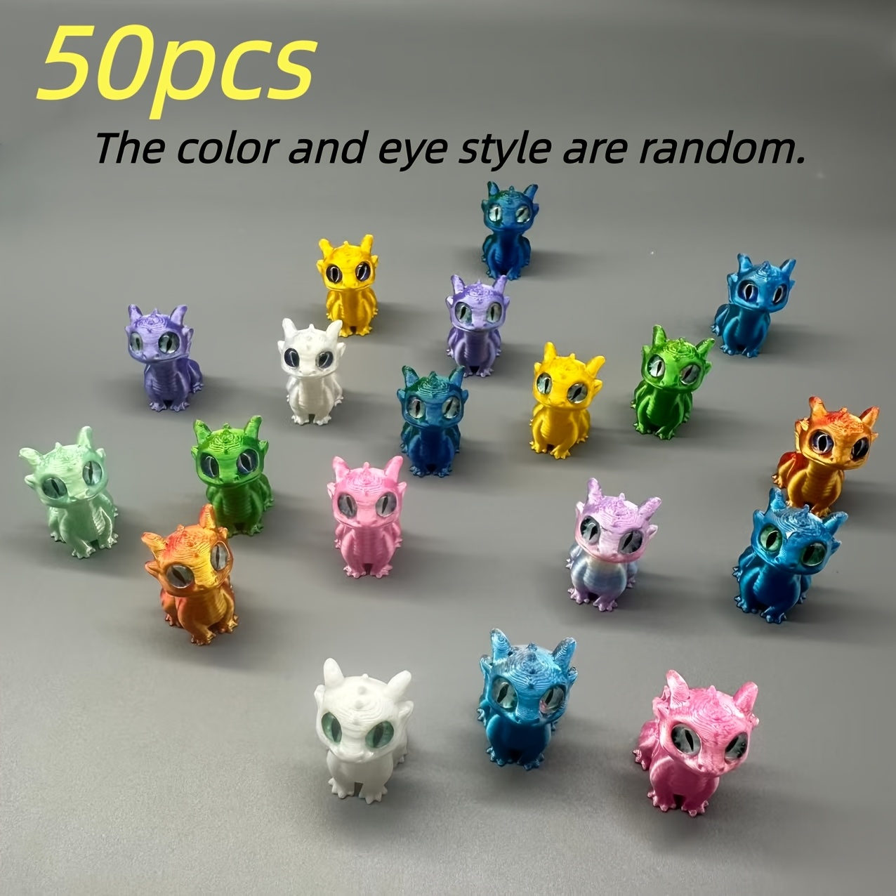 TEMU 50 3d Printed Dragon Statue Ornaments, Decorative Collectibles Anime Themed Miniature Sculptures For Home, Office, Garden Decorations - Room