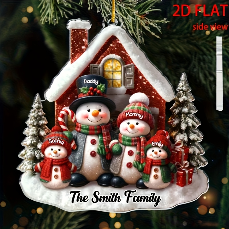 TEMU Personalized Christmas Family Ornament | Acrylic, Hanging Decoration With Names, Ideal For Christmas Tree And Gifts For Parents