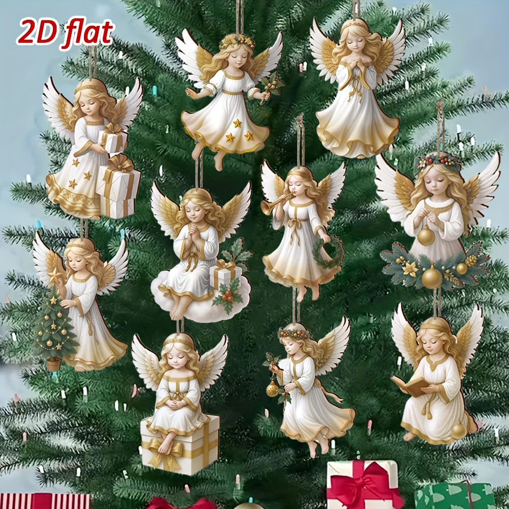 imagen del artículo 2d   - [2d  ] 10 piezas adornos colgantes de   de madera hermosos, juego de colgantes de muñecas pequeñas para las fiestas, dijes de      , regalo de   decoración  , colgantes de decoración   de moda,   para   de navidad, jardín, hogar