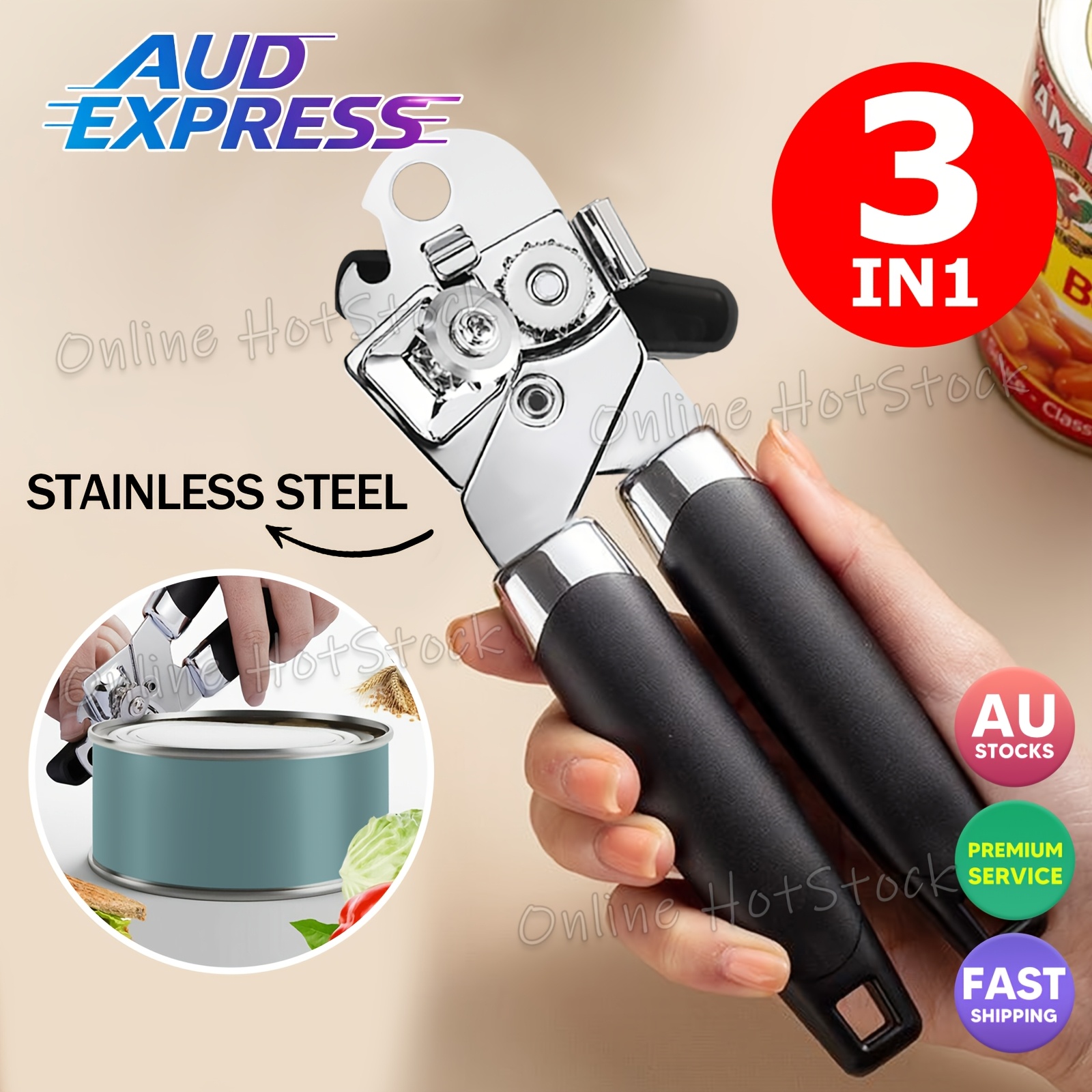 TEMU 3-in- And Bottle Opener Classic Stainless Steel Manual Heavy Duty Can Opener Online Hot Stock