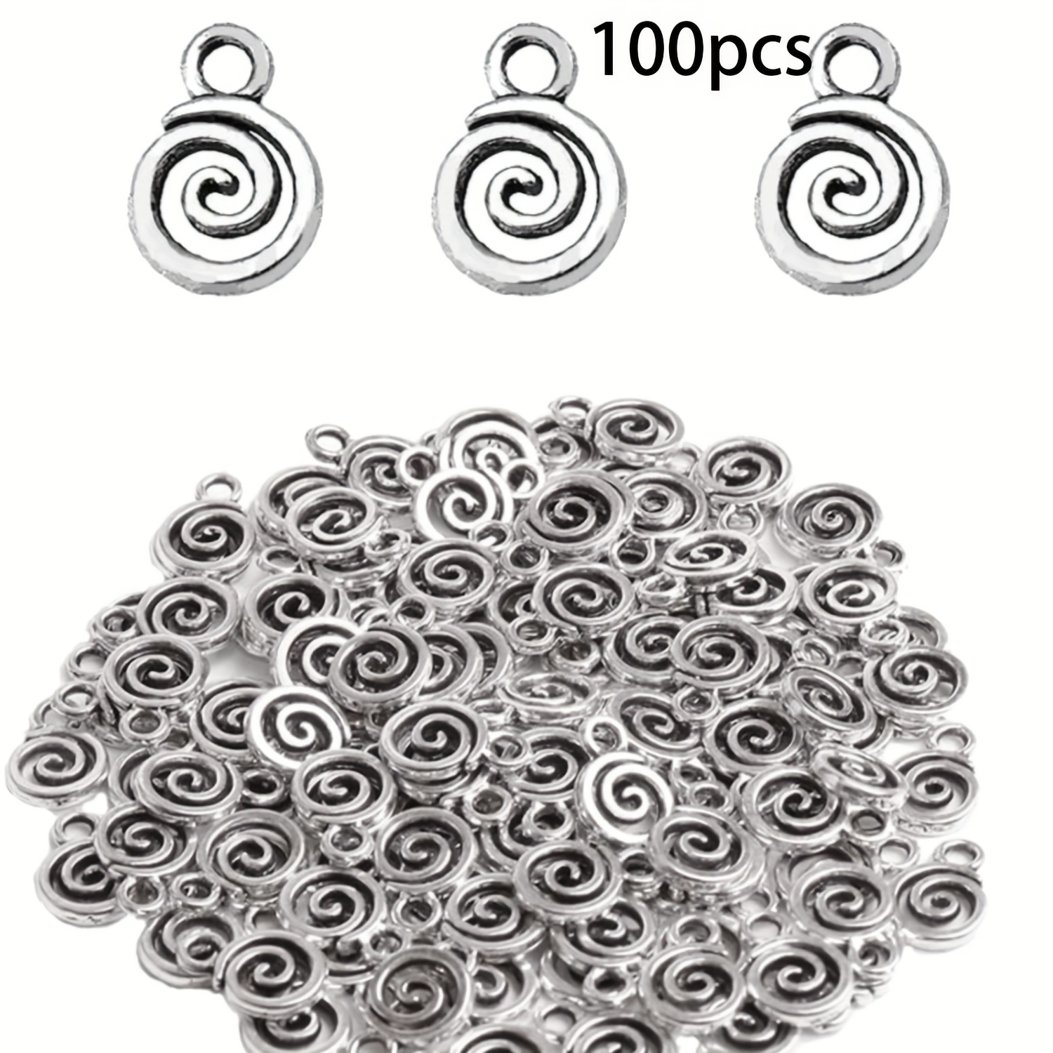 TEMU 100 pièces de Argentées Antiques pour la Fabrication de Bijoux Fait Main, Pendentifs et Artisanaux 11 x 8mm