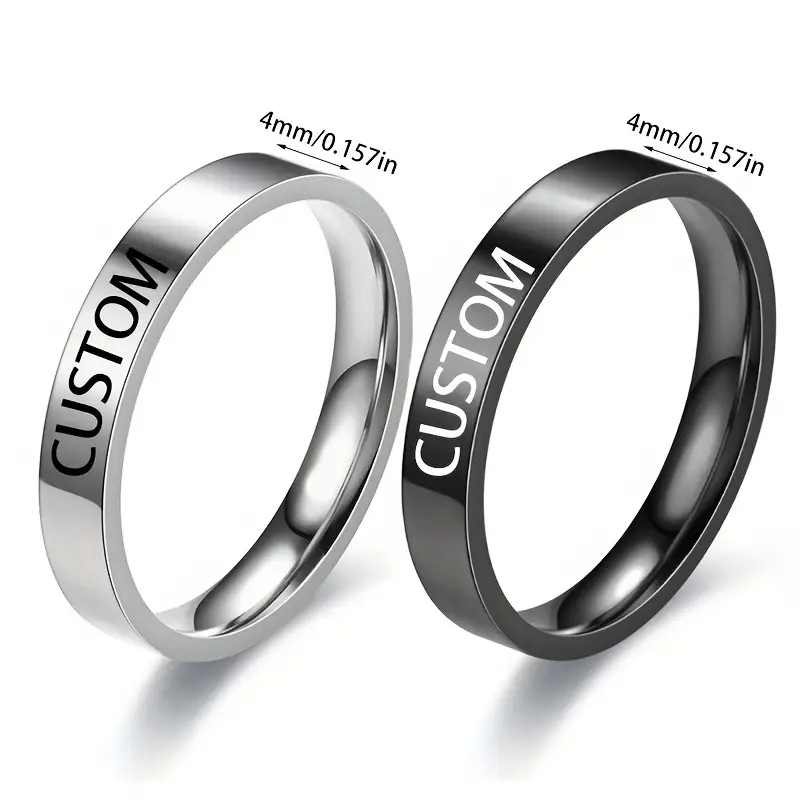 mens custom engraved text rotating ring stainless steel ring ideal gift Product details 0