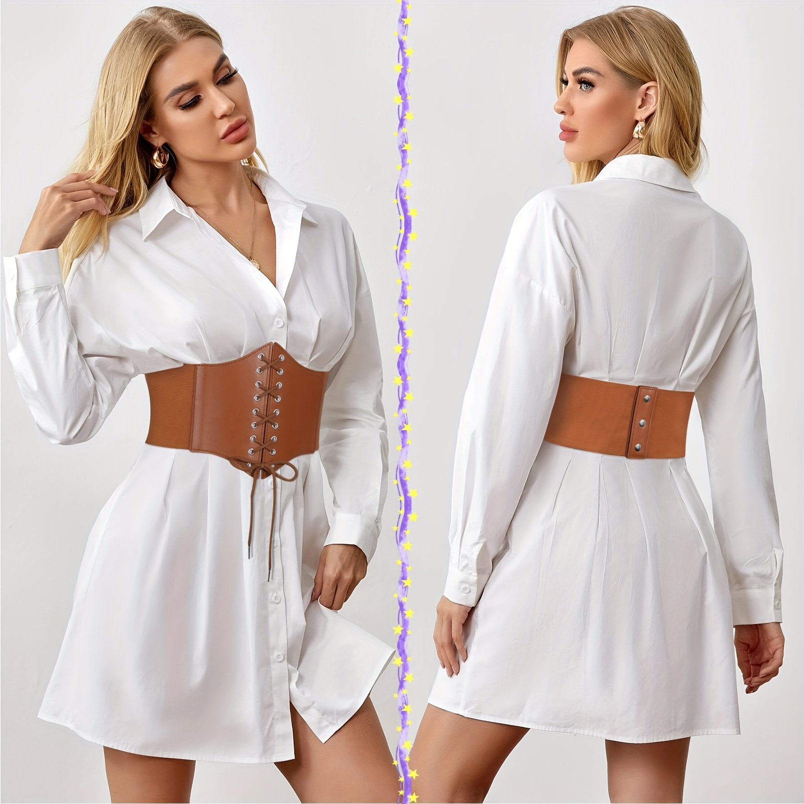 womens lace corset elastic wide waist belt tied waspie wide  display picture 2