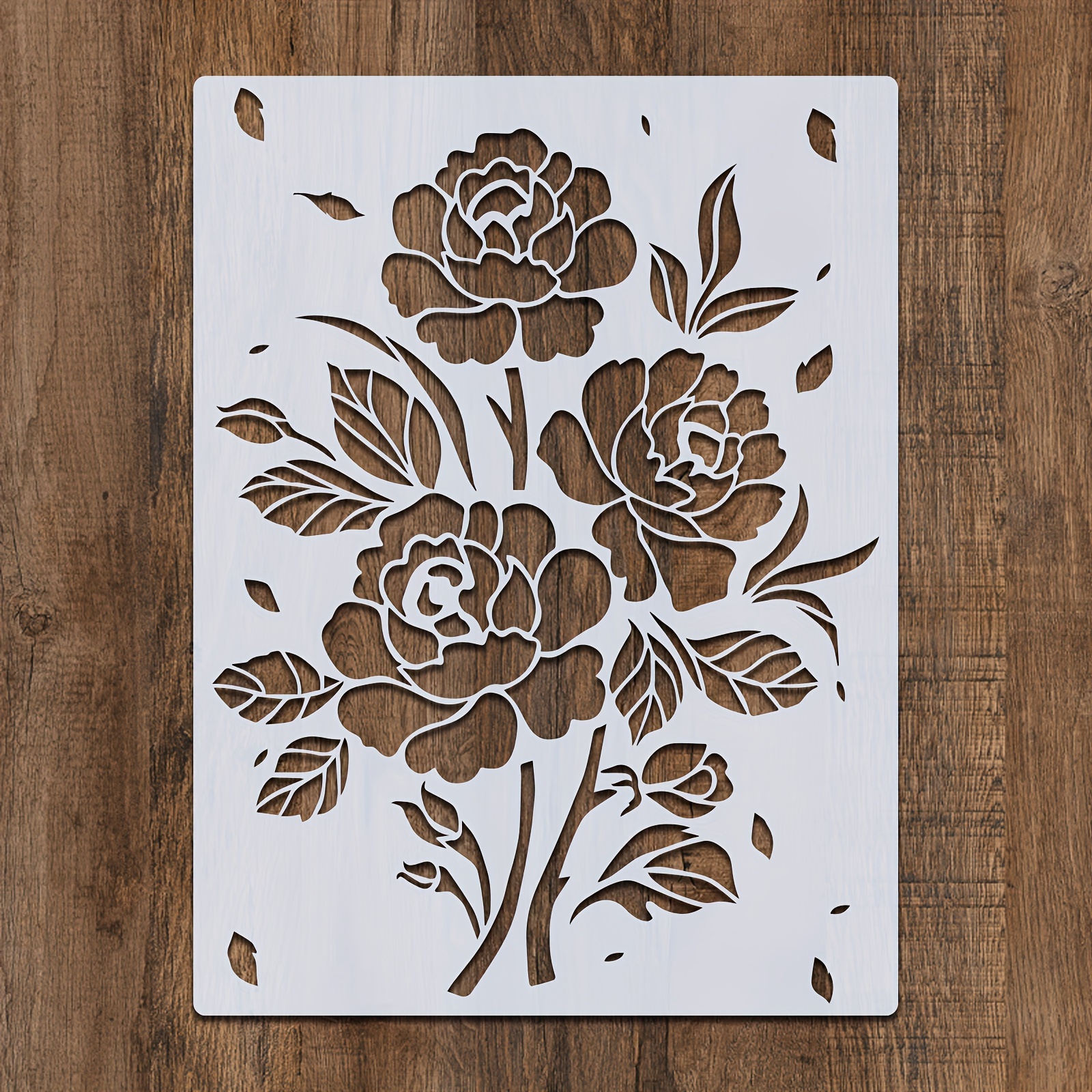 

Large Stencil 12x16" - Reusable Floral Spray Paint Template For Diy Crafts On Wood, Canvas, Paper, Fabric & Floors - Ivory Plastic Painting Supplies