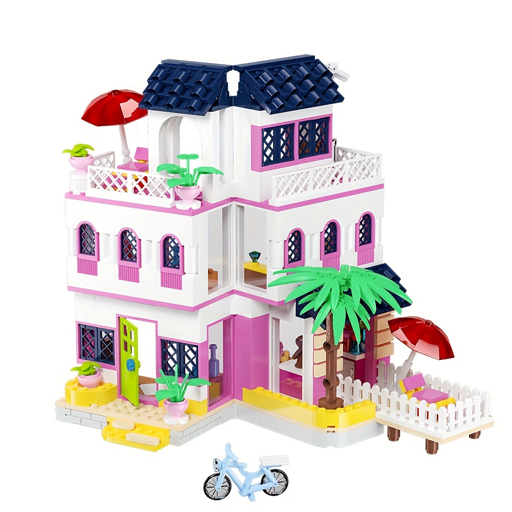 

City Seaside Beach House Building Block Set, Summer Friends Seaside Vacation House Building Toys, 528 Pieces ​mini Bricks