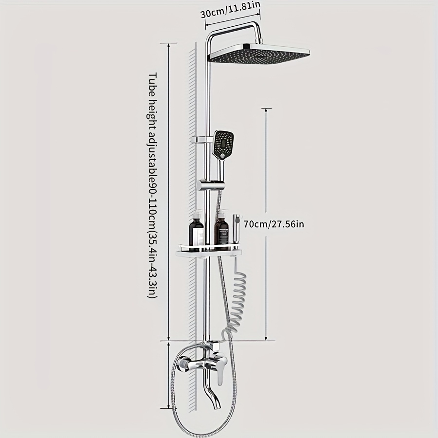 E-shop 1 Set Silberfarbenes Multifunktionales Luxus Duschkopf Set, Wasserhahn Duschkopf, Badezimmer Duschset für Zuhause, mit 30 cm (-Zoll) breiter und