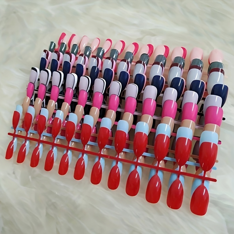 

A Set Of 120 Mixed Color Shaped Fake Nails, Medium To Long Full Coverage Mixed Color Pressed Fake Nails, Reusable And Easy To Disassemble, Suitable For And Friend .