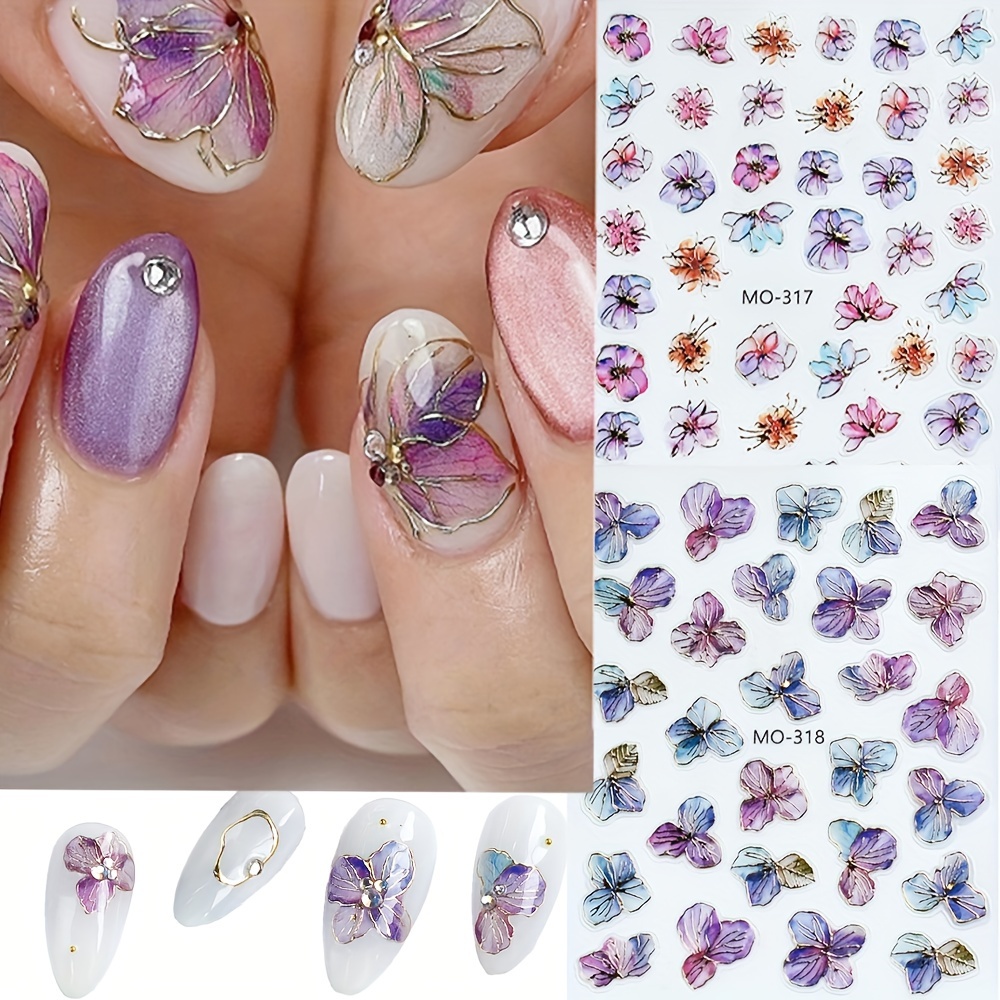 

Fantasy Butterfly Nail Art Stickers & Decals - Self-adhesive Pet Nail Embellishments With Glitter, Striped Irregular Shapes, Matte Finish, Single Use For Plastic Surfaces - Fantasy Themed Nail Decor