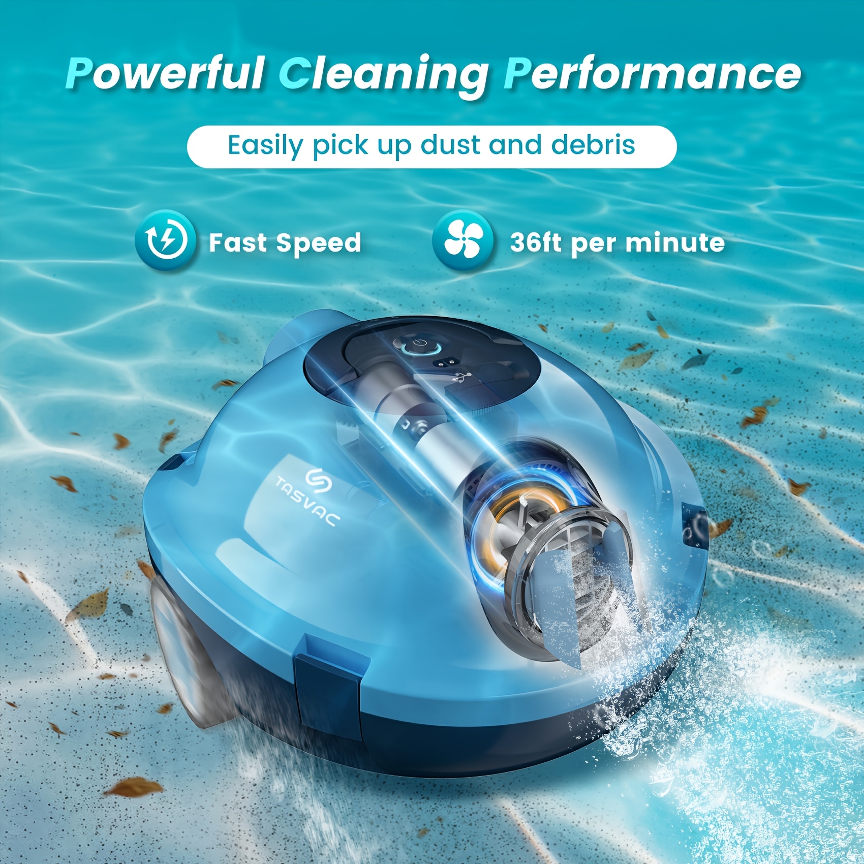 TEMU Cordless Robotic Pool Cleaner | Automatic Pool Vacuum, Ipx-8 Waterproofing, 90 , Powerful, Self-parking, Lightweight, Ideal For Flat