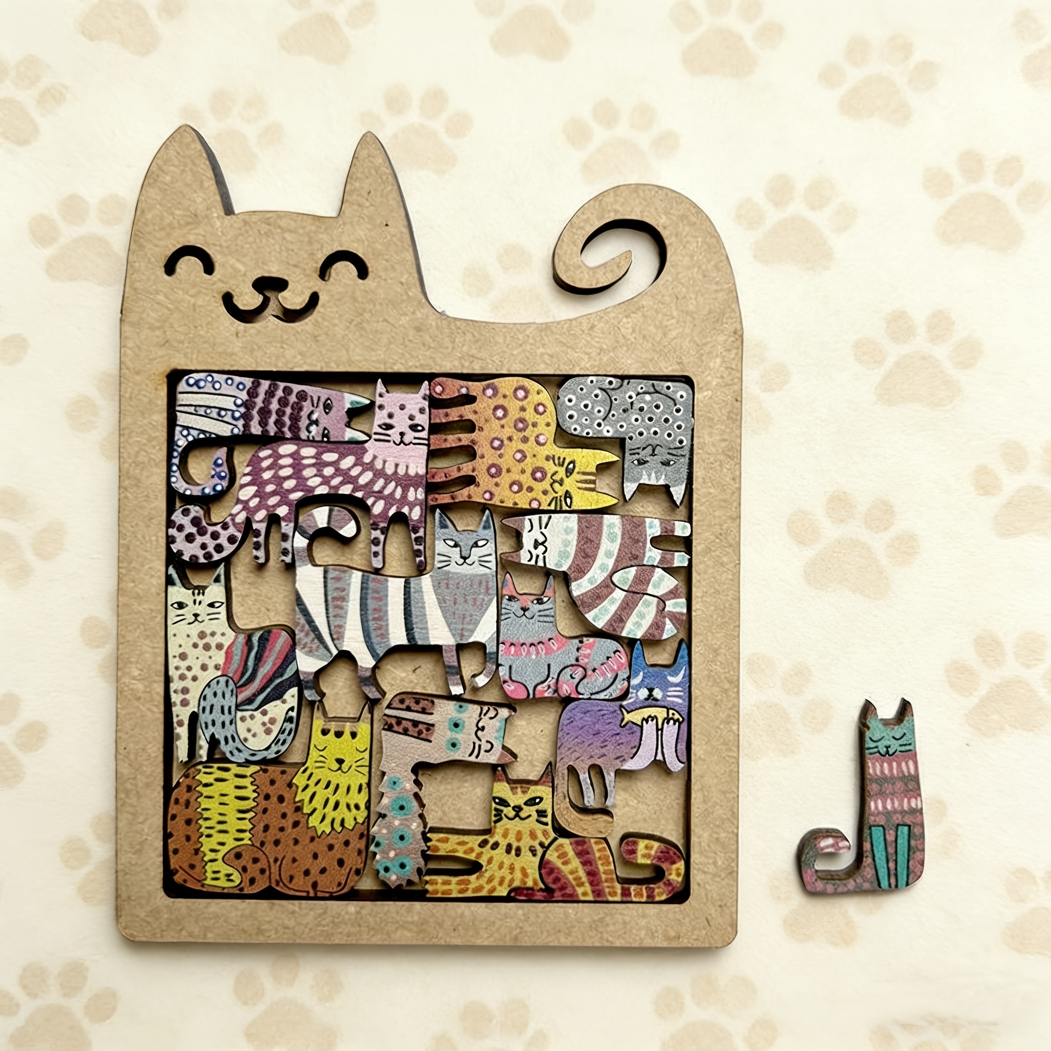 Wooden Cat Maze Puzzle, Children's Brain-teasing Thinking Training, Irregular-shaped Storage Tray, Stress- And Boredom-busting Gadget
