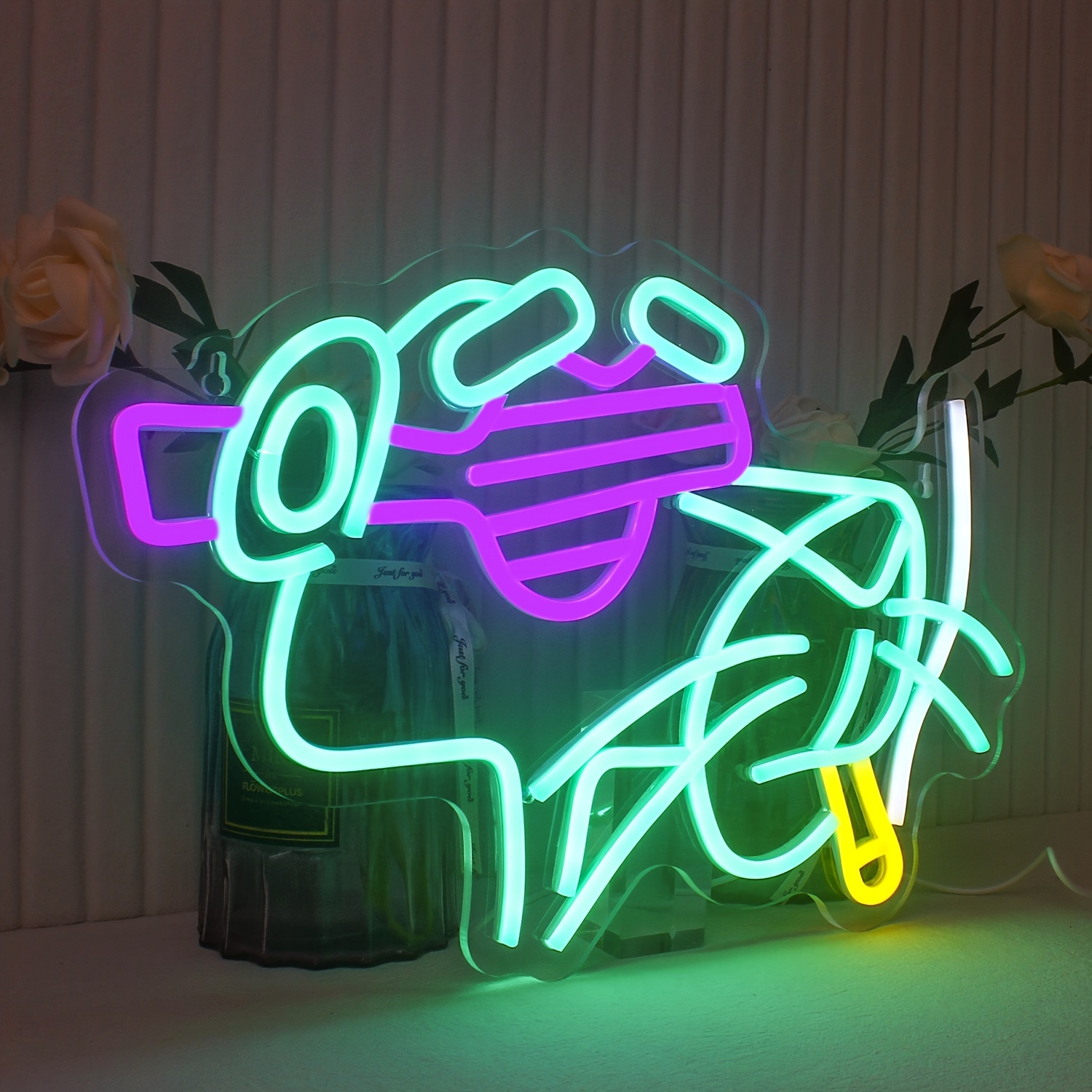 1pc  パンサーグリーンネオンサインライト、クールなアニメLEDネオンサイン、壁の装飾、明るいゲームルーム、男の洞窟の装飾、カスタムネオンナイト、USB電源、寝室、結婚式、誕生日、クリスマスパーティーギフト  (41.91 * 27.94cm), image size:1500x1500