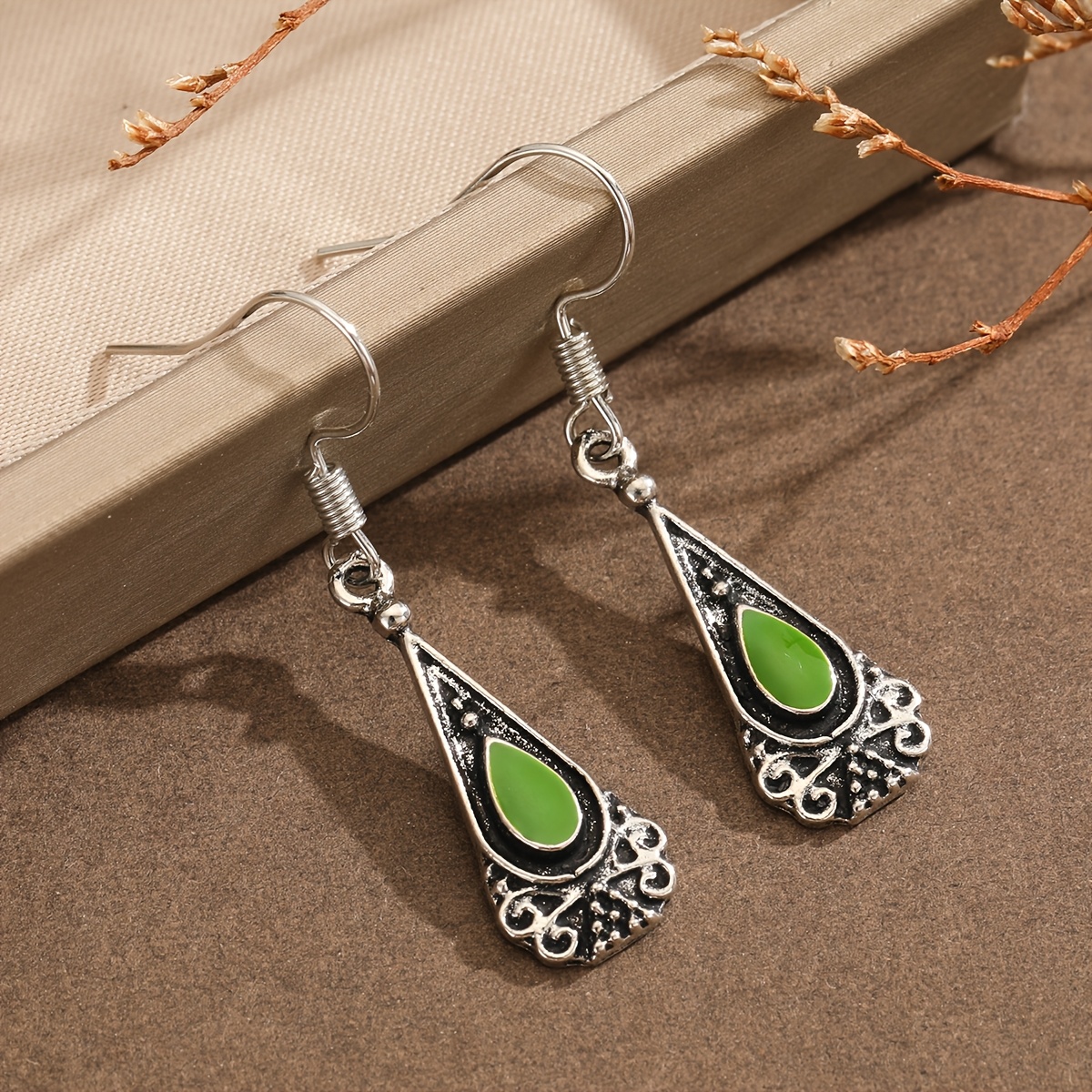 Distressed Triangular Women's Earrings, Vintage Style