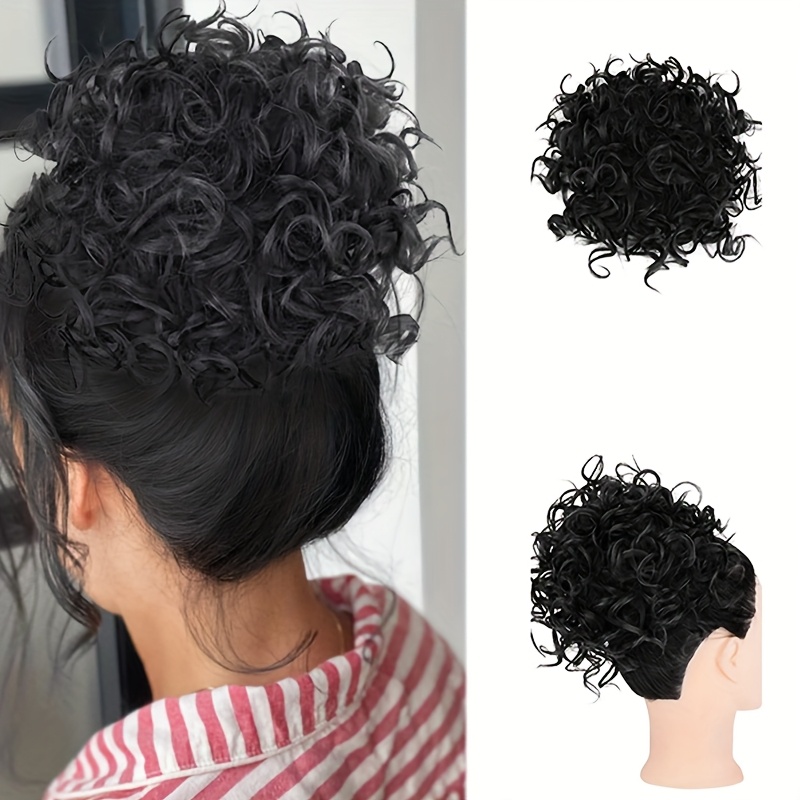 8in messy hair bun hair piece elastic drawstring loose wave  display picture 2