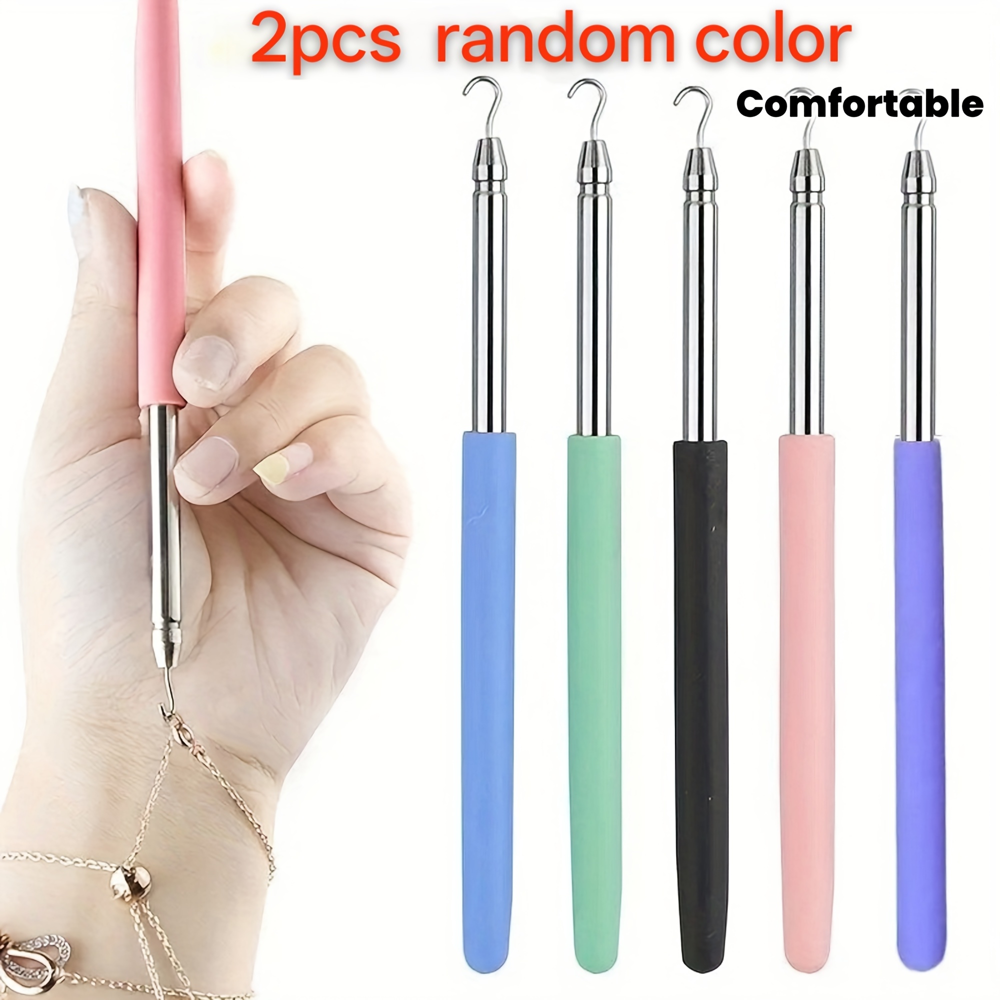 TEMU 2pcs, Random Colors Stainless Steel Jewelry Wearing Aids, Suitable For Bracelet, Necklace And Earring Hooks, Convenient For Wearing And Jewelry.
