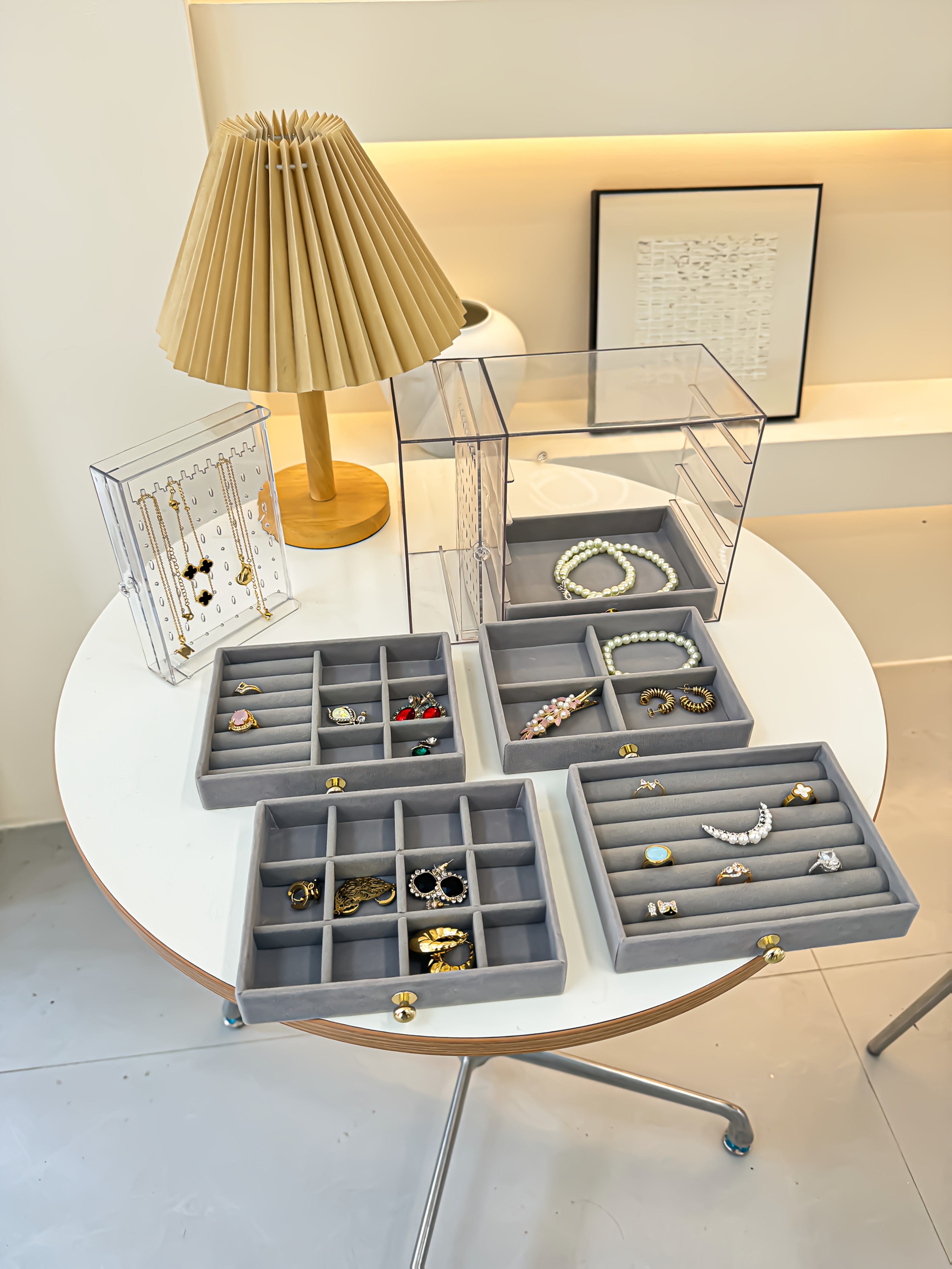1pcjewelry boxes organizers high end jewelry box transparent large capacity jewelry storage box necklace display stand exquisite drawer style earring stud ring necklace and bracelet storage box multi functional jewelry box exquisite box Product details 3