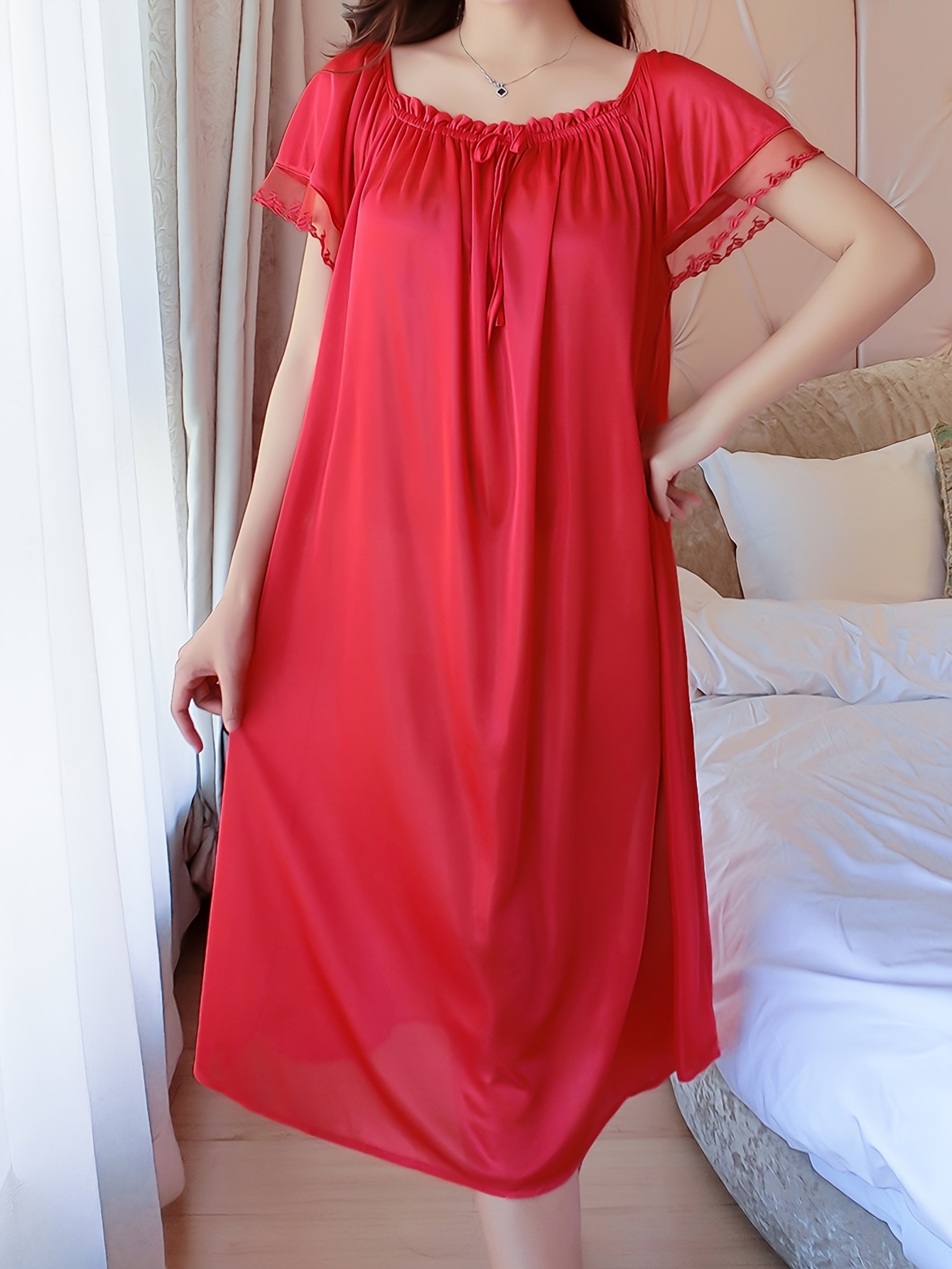 Night Wear Red Satin Maxi Nightdress Silk Camisole Red Camisole