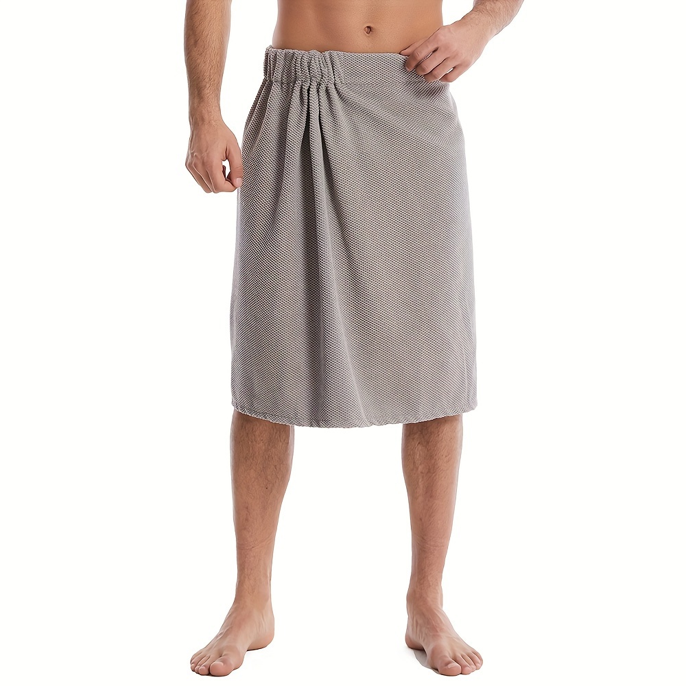 1pc Men's Wearable Spa Bath Towel - Adjustable Body Wrap With Pockets, Soft Microfiber Full Coverage Towel Suitable For Spa, Bath, Swimming & Travel