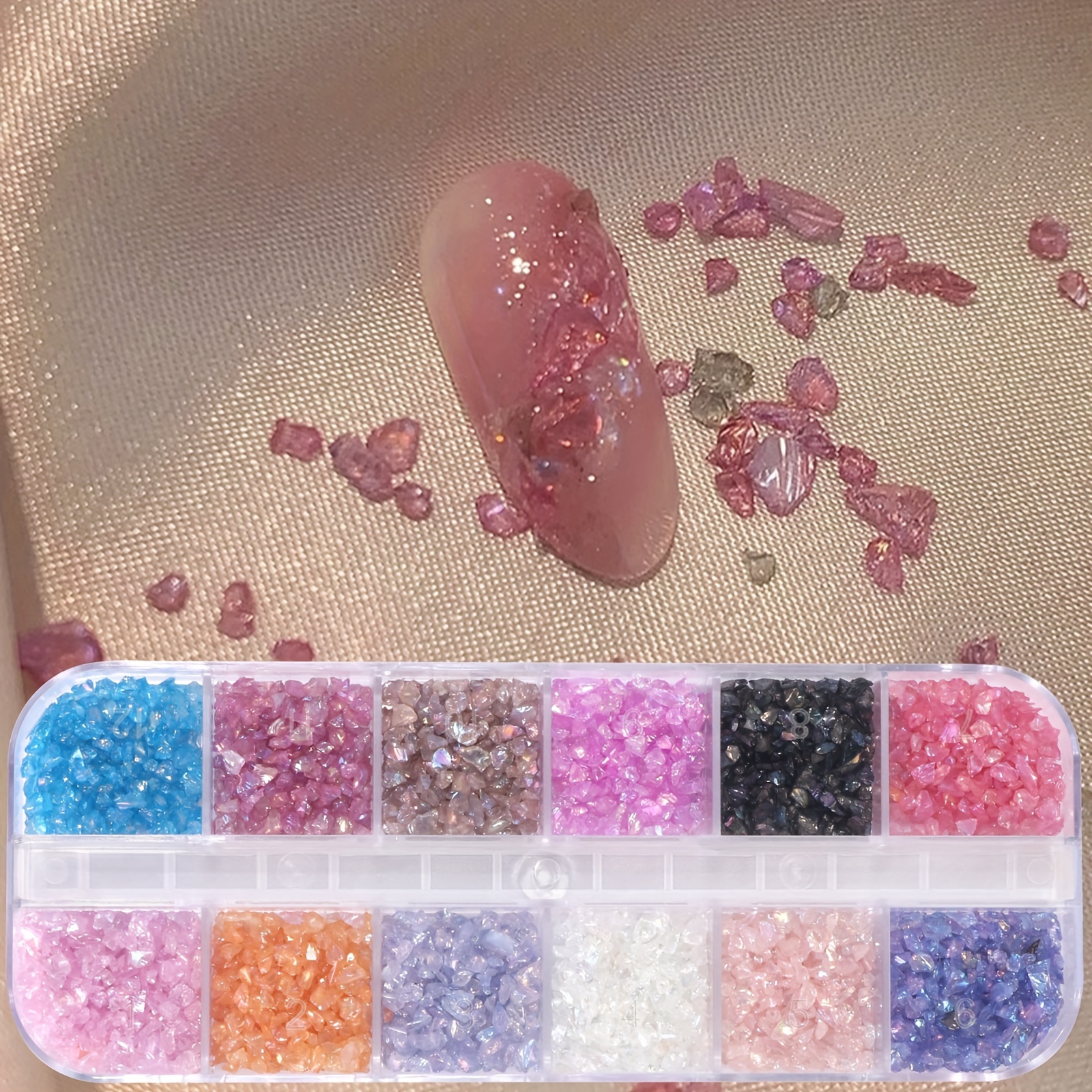 

12 Colors Irregular Art Gemstones - Diy Nail Art Decoration, Manicure Nail Decorations Kit, Suitable For Nail Art Manicure Salon Home Diy For Girls Women