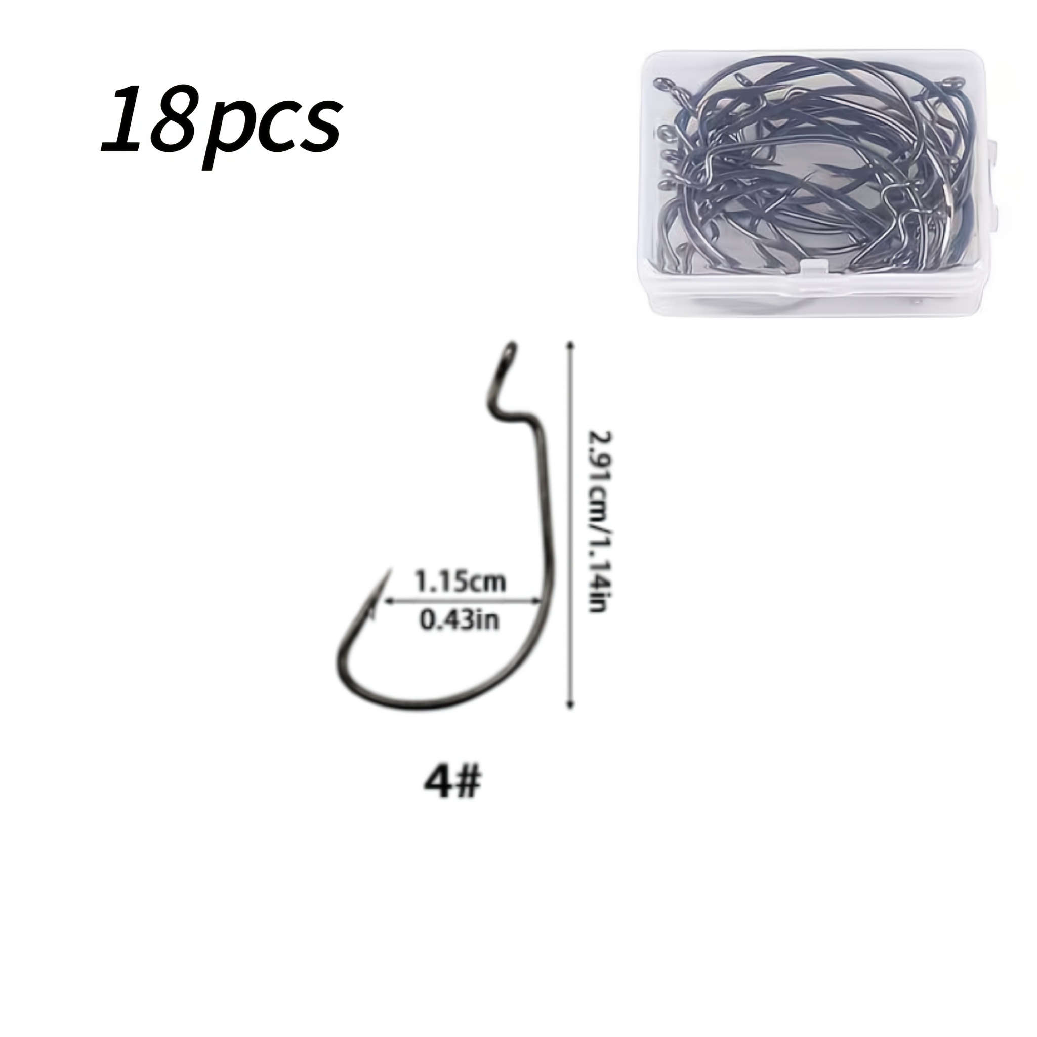 TEMU 18pcs Ami da Pesca Offset per - Ami a Larga Senza con Punta Ardiglione & Offset/Senza , Adatti per la Pesca a Esche per , Ami per Senza per