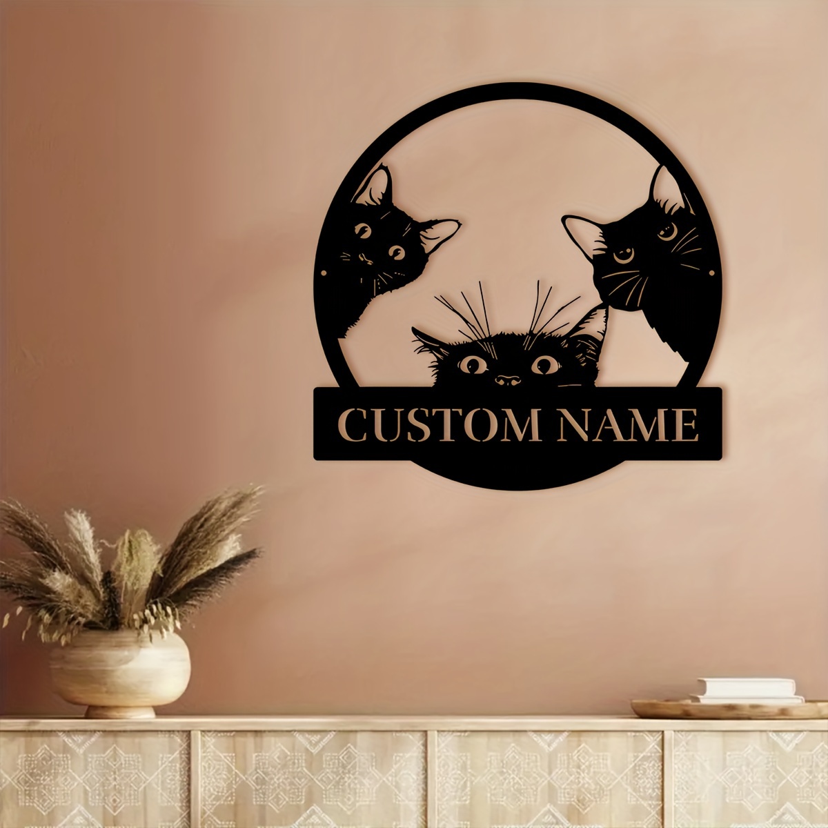 

1pc Custom 3 Black Cats Wall Art, Personalized Names 3 Black Cats Sign, Farmhouse Wall Decor, Metal 3 Black Cats Art, Custom Names Wall Decor For Porch, Patio, Gifts