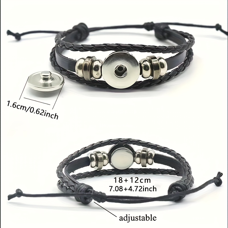 Unisex Black Fashion Glass Pattern Decorative Bracelet