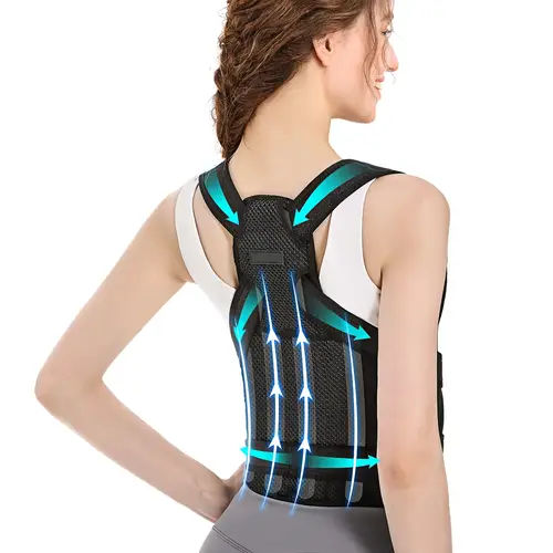 mens and womens adjustable back support shoulder brace provides lumbar support back and waist support suitable for office sports outdoors and sedentary black