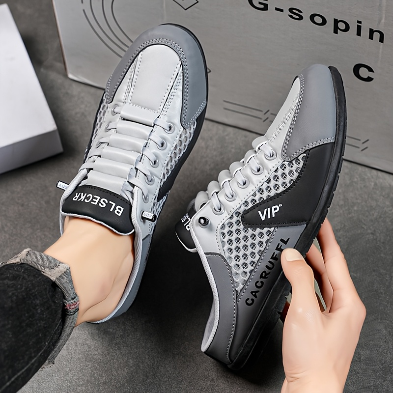 1 Pair of Men's Stylish Slip-On Casual Shoes - Comfortable and Convenient Athletic Sandals with Breathable Fabric Lining, Smooth Upper, Durable Sole in Khaki/Grey/White-Green - Suitable for Indoor, Vacation, Casual Attire