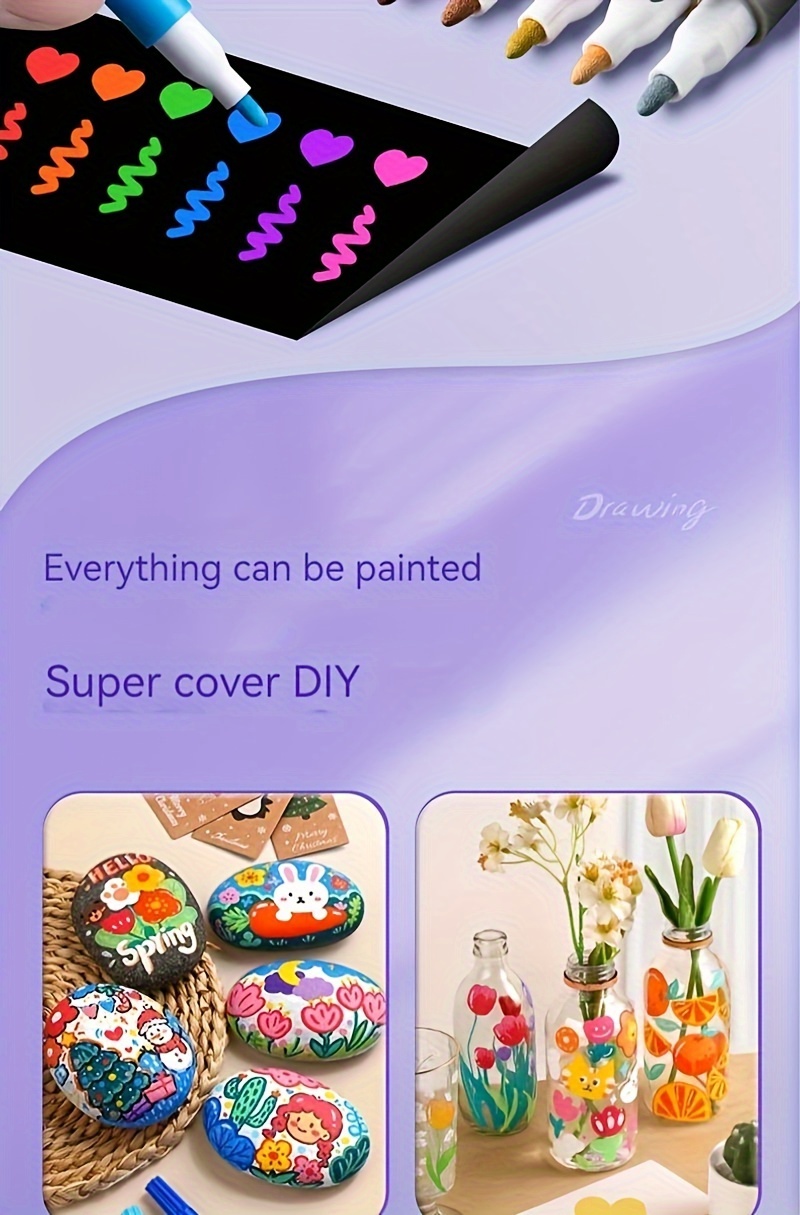 Acrylic Paint Markers for Adults, Fine Tip, Medium Point, Washable, Ambidextrous Plastic Body, Permanent, for Rock, Wood, Glass, Fabric, Ceramic, Stone Arts and Crafts, Professional Artistic Use, Ideal Birthday, Christmas, Easter Gift, for 14+