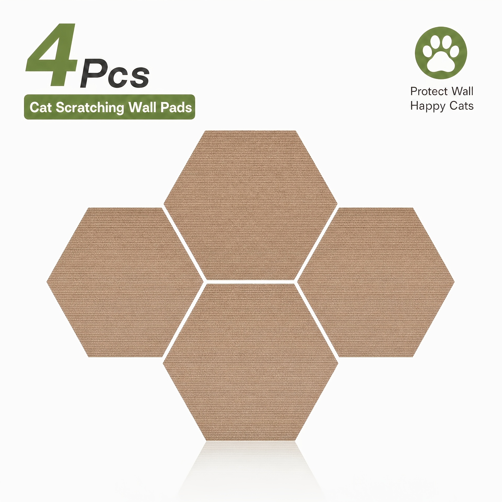 TEMU 4pcs Set, Self-adhesive Hexagonal Cat Scratching Protective Pads, 8 Color Options, Cuttable For Diy Arrangement. Made Of Thick, Wear-resistant,