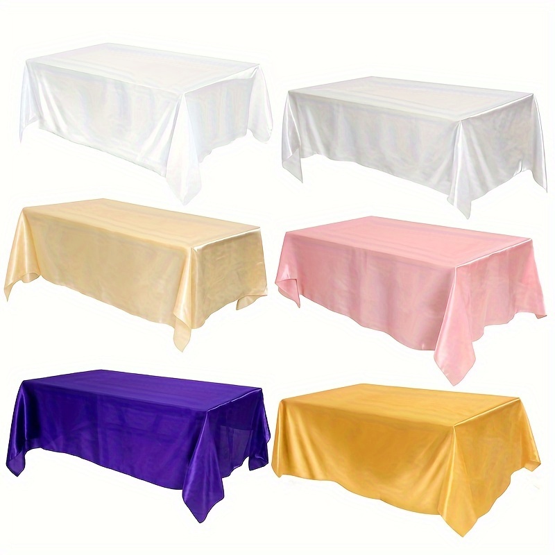 

1pc/2pcs, 145 * 220cm, Satin Square Tablecloth, Solid Color Polyester Table Cloth, Suitable For Outdoor Rustic Wedding Banquets,birthday Party Decor, Table Decoration Table Cover