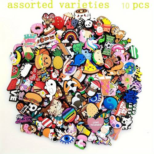 30 50 100pcs cute funny pvc random shoe charms for clogs sandals decoration shoes for women men