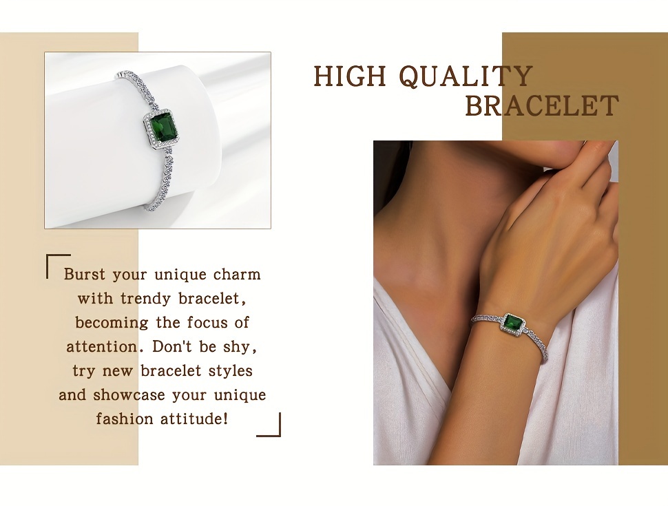 a luxurious and sophisticated ladies bracelet with green   zirconia adjustable 925 silver 4 3g suitable for daily banquets gifting and middle eastern occasions details 3