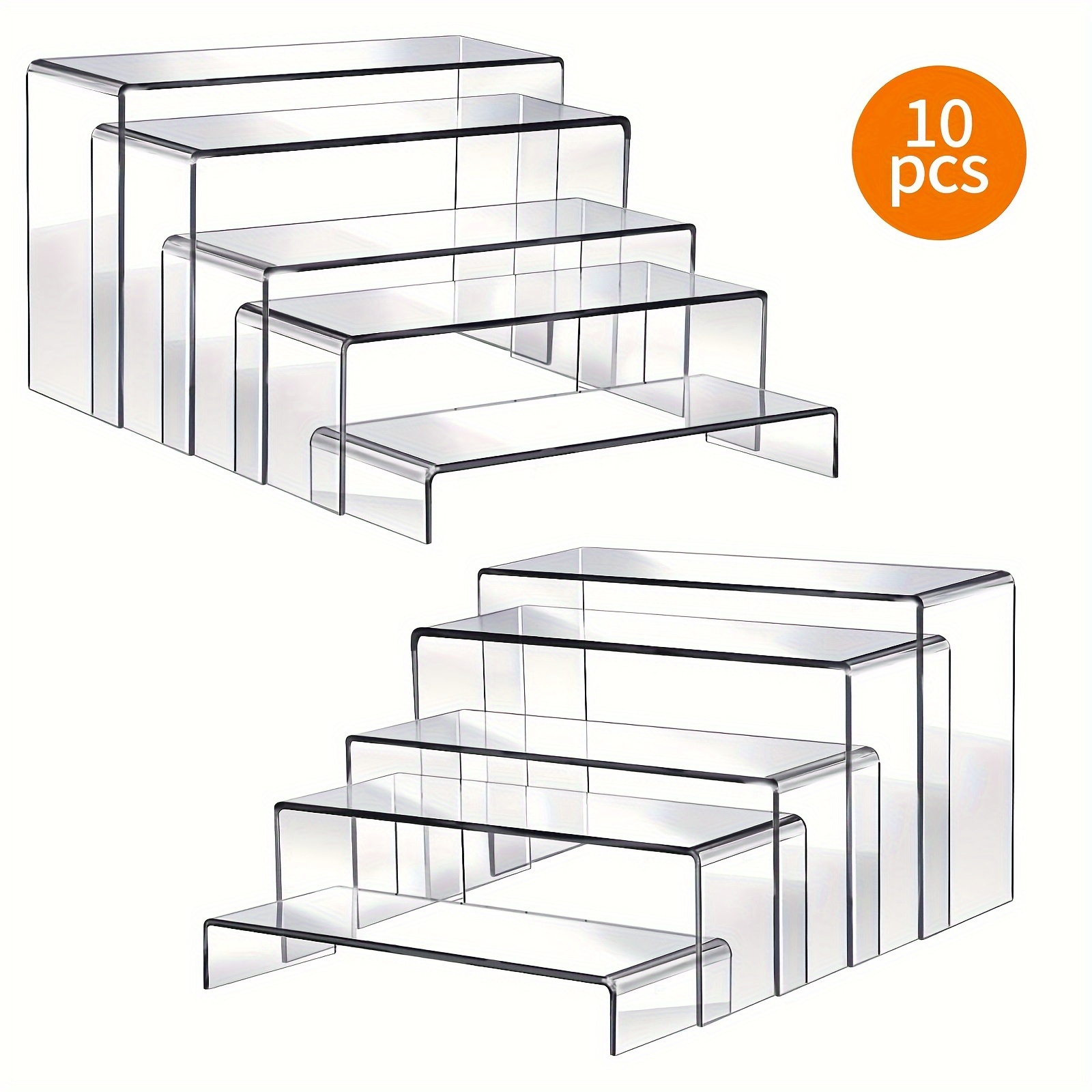 

10pcs Acrylic Risers For Display, 5-sizes Clear Acrylic Riser Display Stands, Acrylic Display Risers For Show Pop Figures, Cupcake, Jewelry, Perfume And More (large Size)