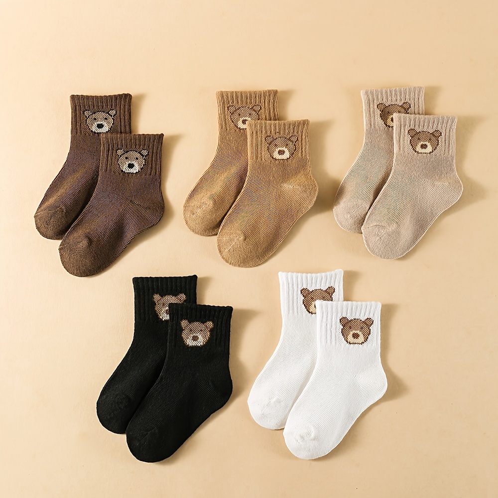 5 Pairs Kids' Soft Cute Crew Socks - Solid Color & Sock Subscriptions ( Comfortable, Wear) - Matching Outfits - 5-pair Pack For & Clothing -